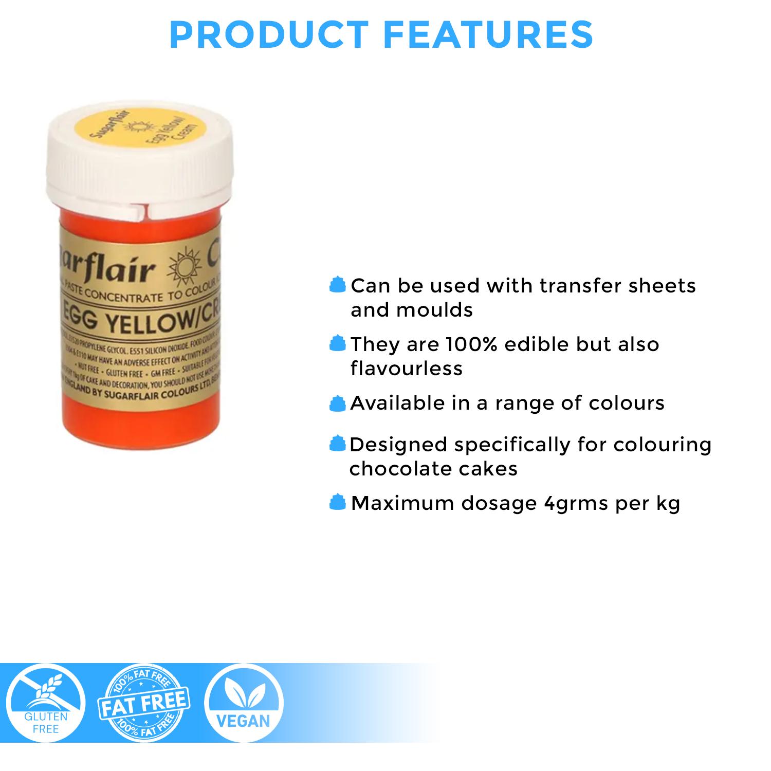 SUGARFLAIR COLOURS SPECTRAL PASTE EGG YELLOW/CREAM 25GMS