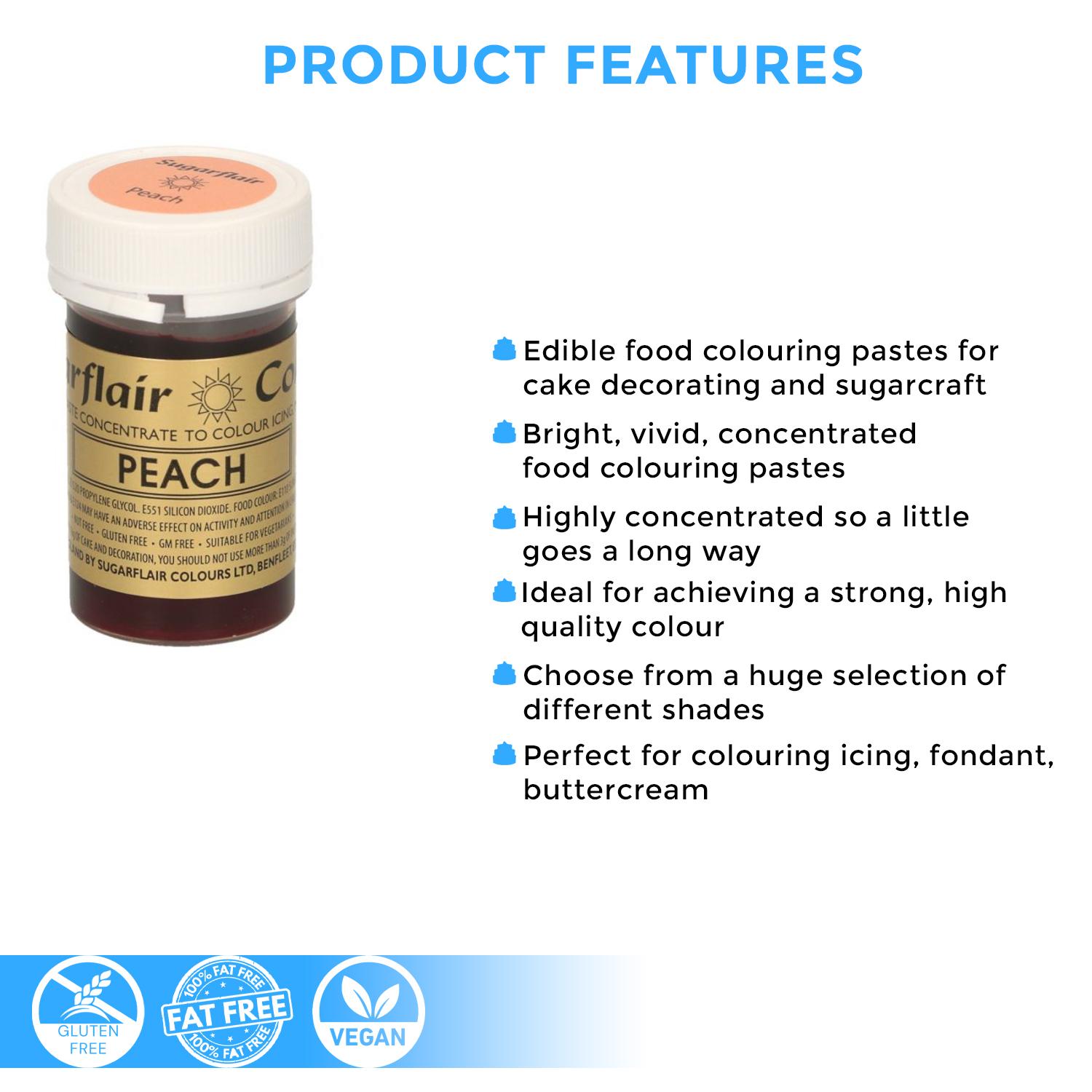 SUGARFLAIR COLOURS SPECTRAL PASTE PEACH 25GMS