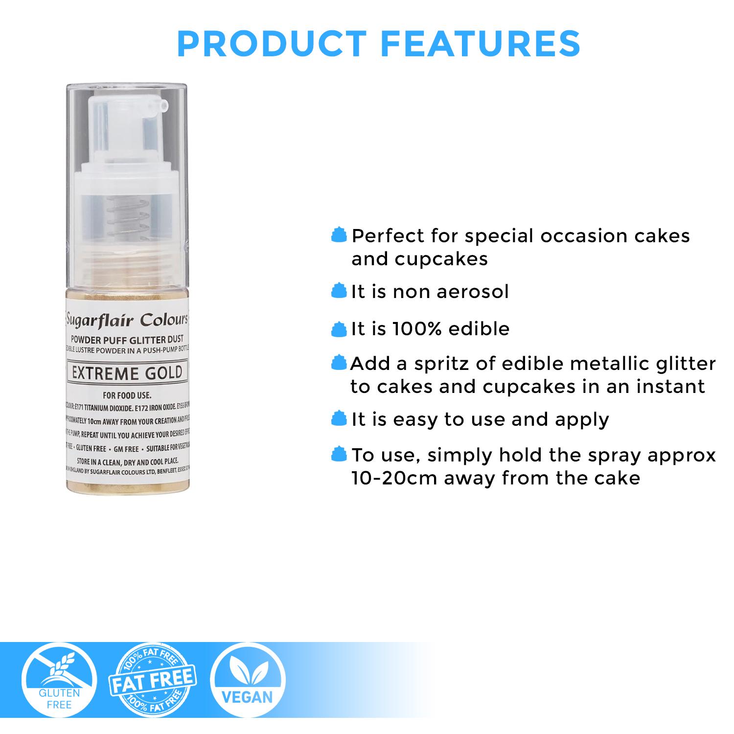 SUGARFLAIR POWDER PUMP SPRAY EXTREME GOLD 10G