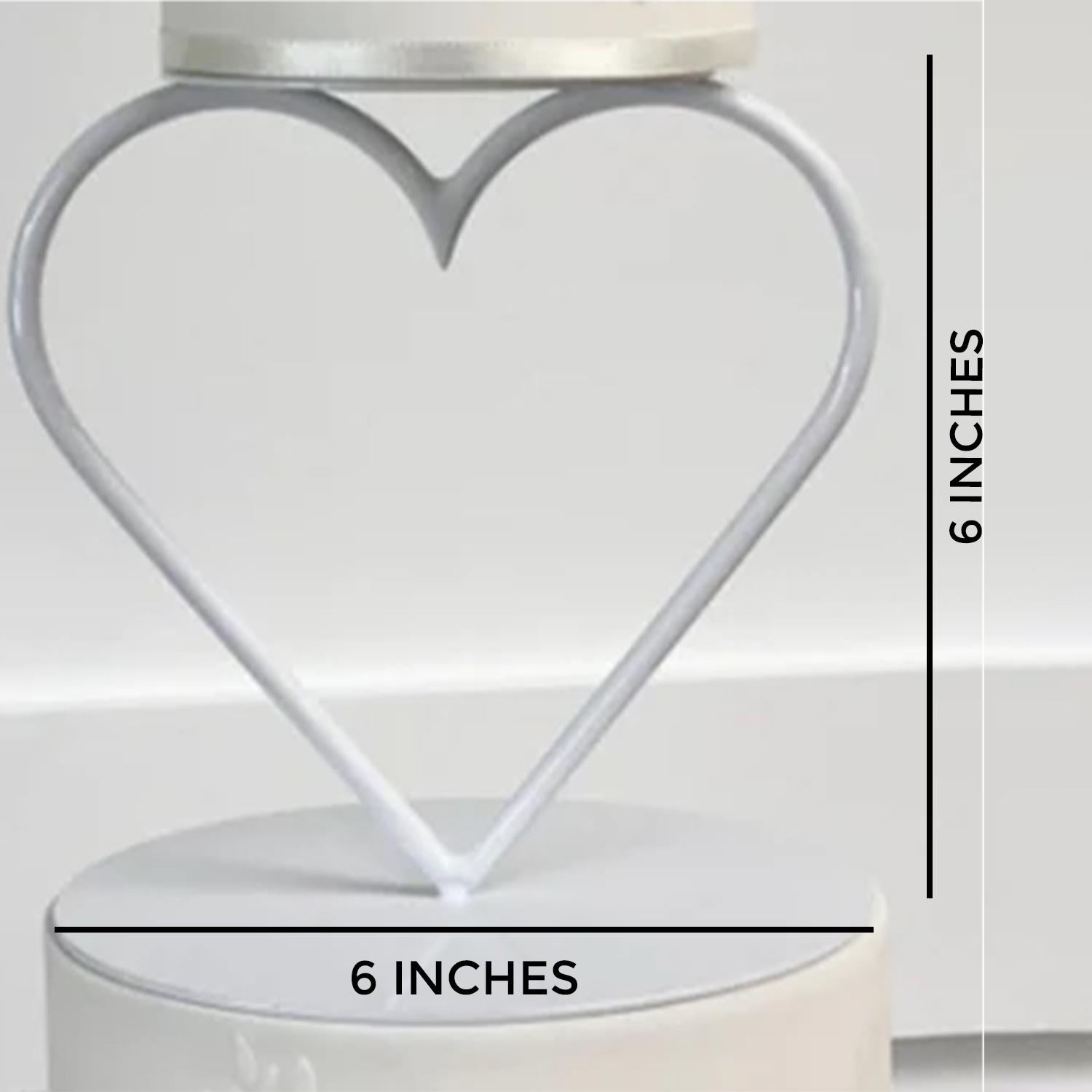 WHITE HEART SHAPED TIER SEPARATOR 6'' X 6''