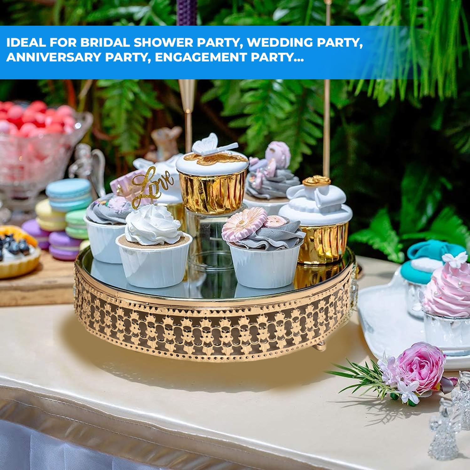 WYOMING GOLD MIRROR TOP 1 PIECE CAKE STAND DIAMETER 25CM