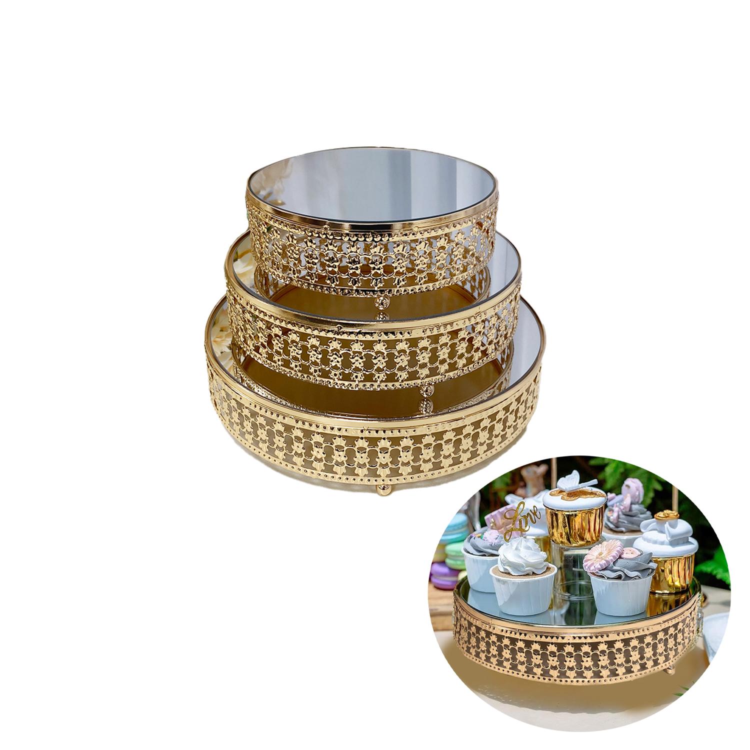 WYOMING GOLD MIRROR TOP 3 PIECE CAKE STAND DIAMETER 20CM 25CM 30CM