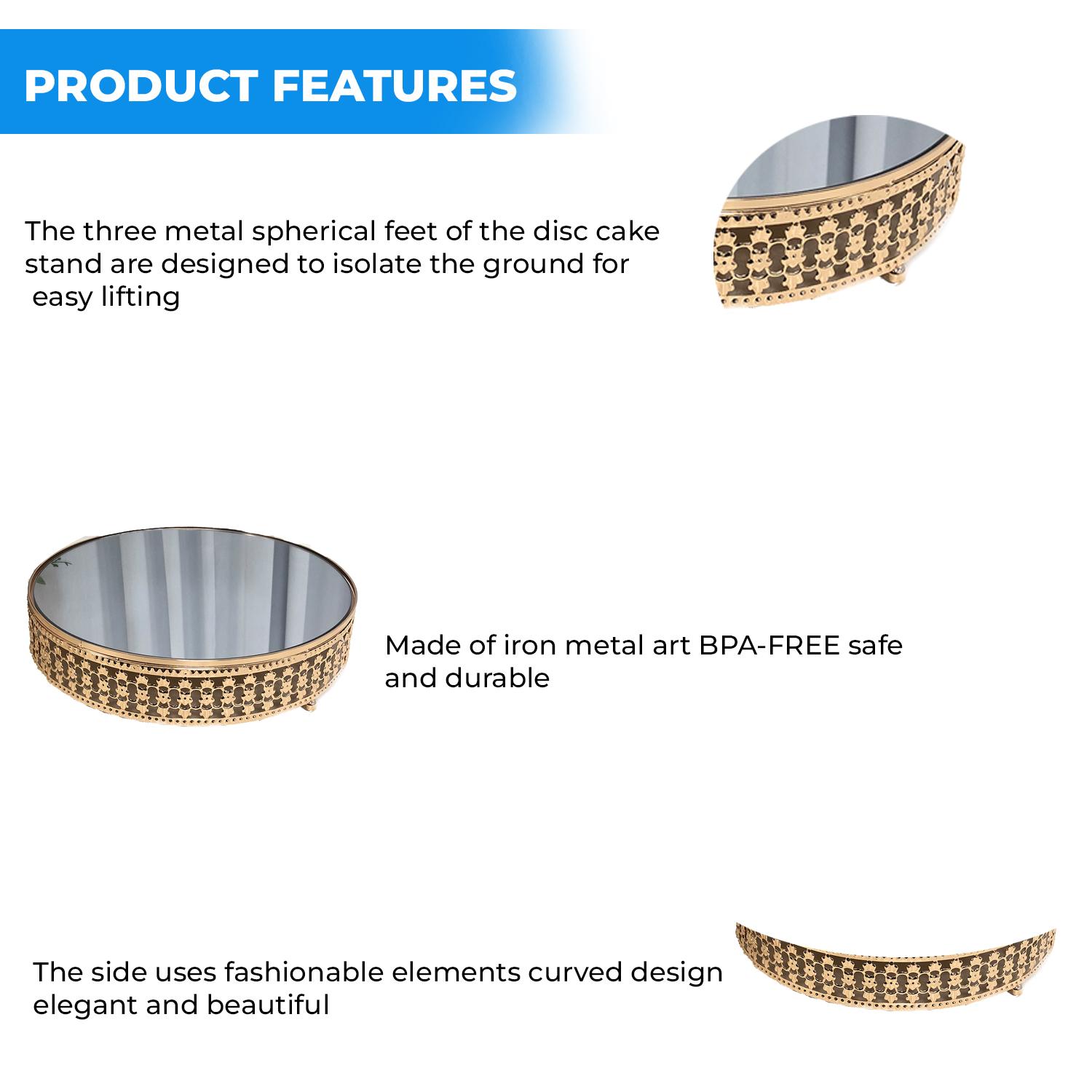 WYOMING GOLD MIRROR TOP 3 PIECE CAKE STAND DIAMETER 20CM 25CM 30CM