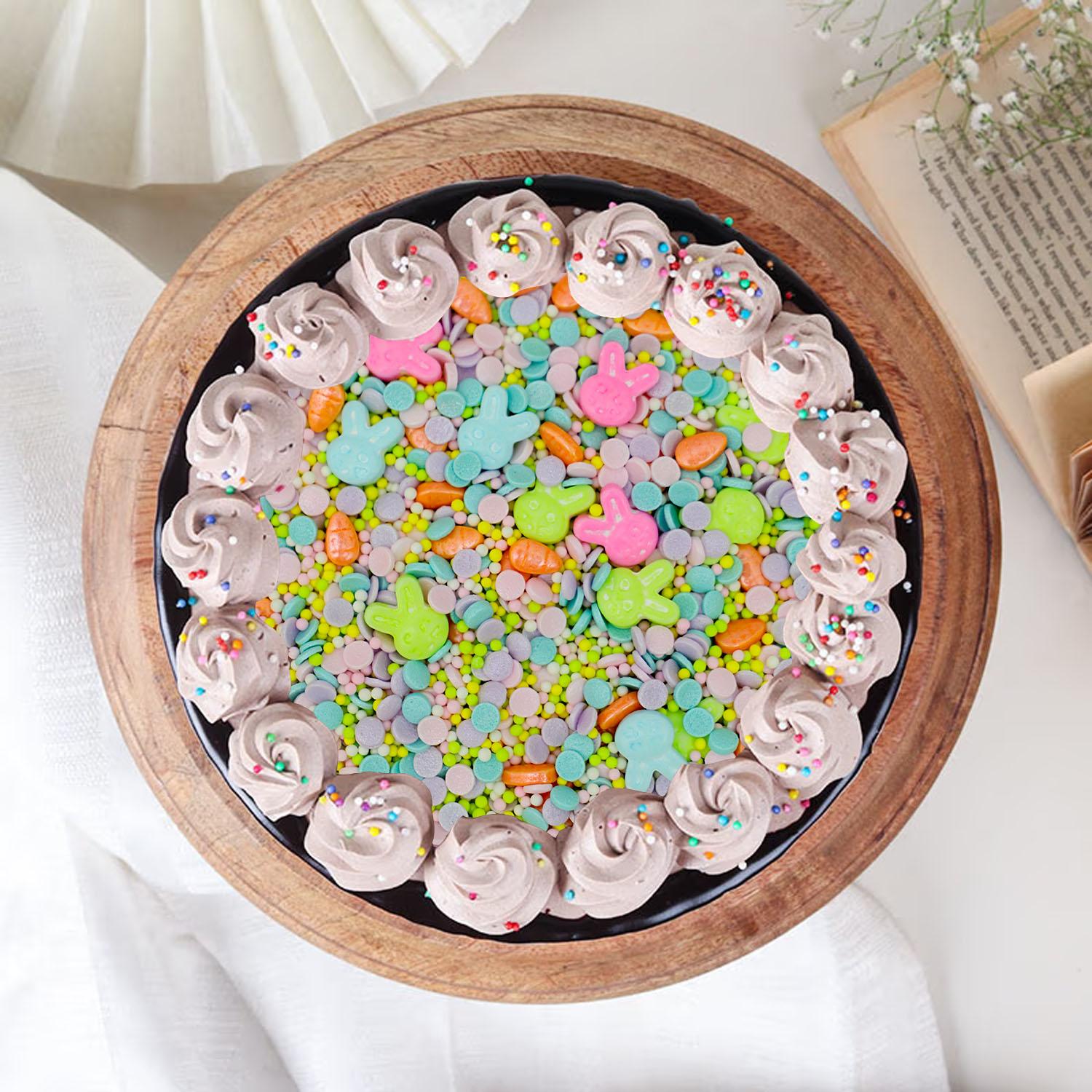 YELLOW EASTER MIXED PEARLS AND SPRINKLES, MULTICOLOURED SPRINKLES 15GMS