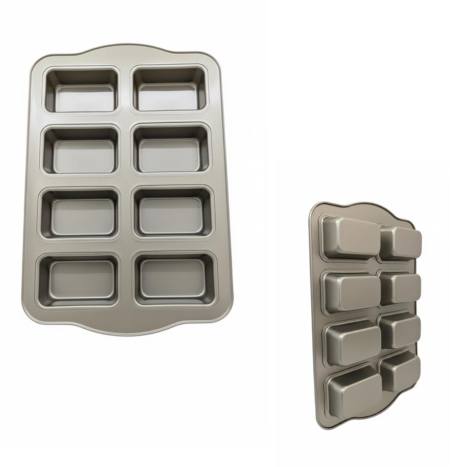 8 CAVITY MINI LOAF PAN, MINI BREAD TIN, TEA LOAF PAN, RECTANGULAR MUFFIN TRAY