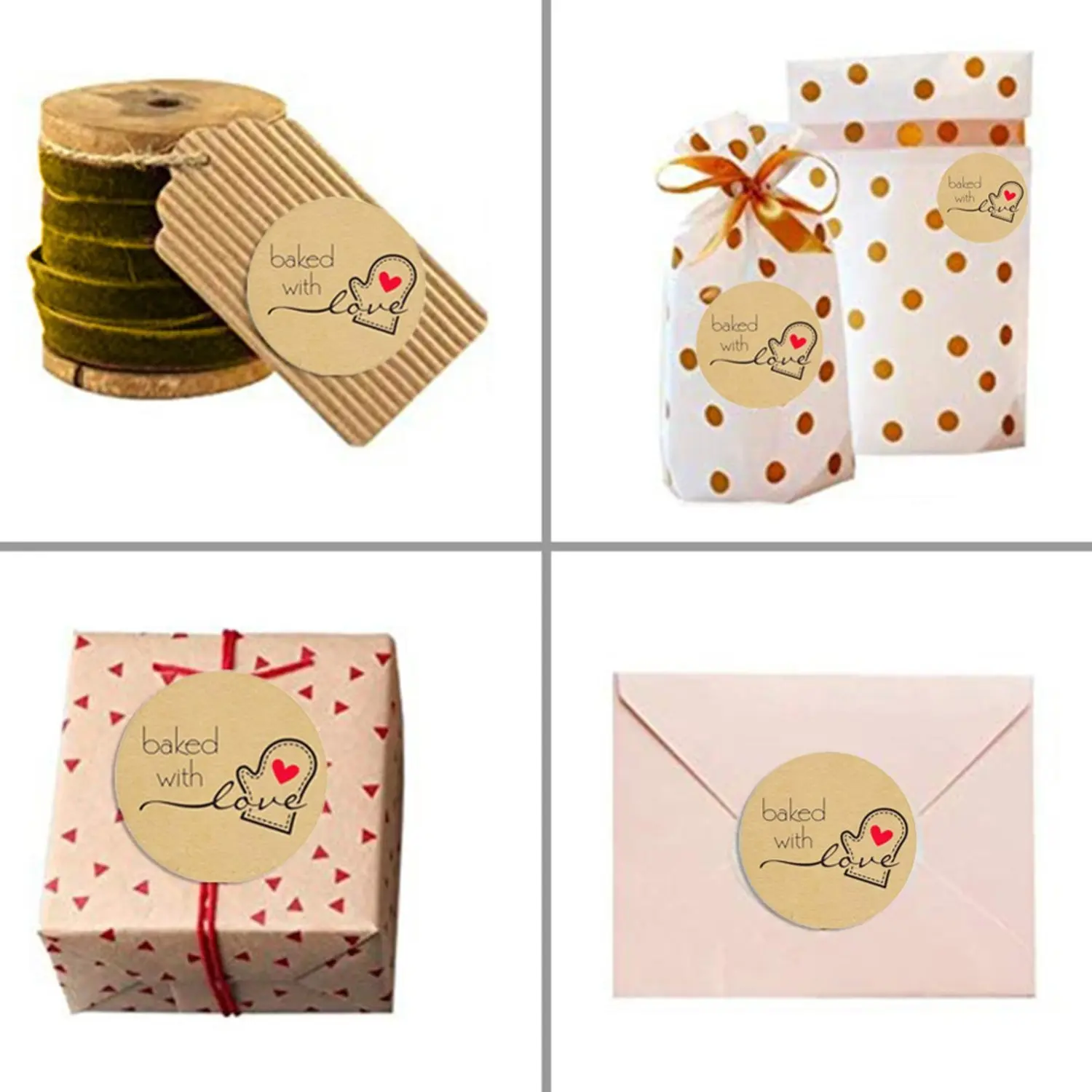 1" BAKED WITH LOVE STICKER ROLL