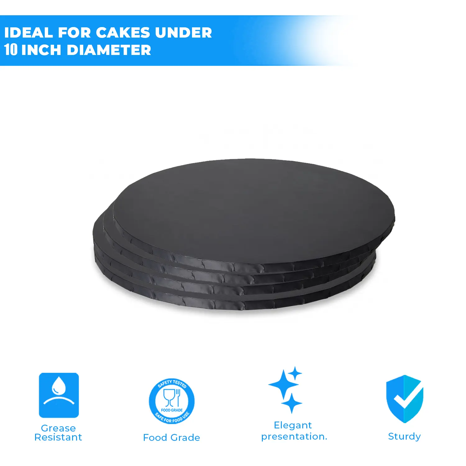 NORMAL 1KG 10 INCH ROUND BLACK CAKE BOARD