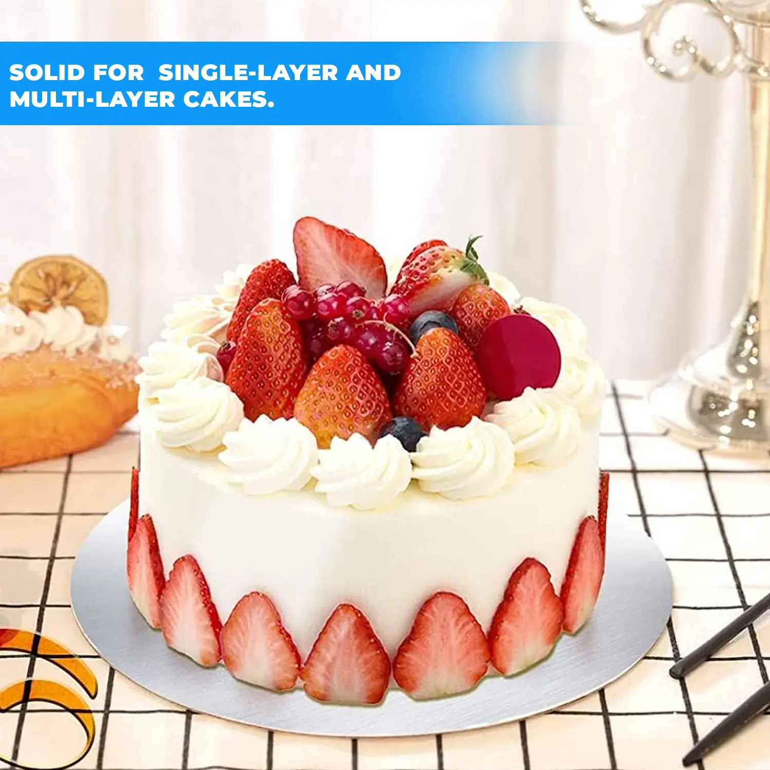 1KG THIN 10 INCH ROUND SMOOTH SILVER CAKE BOARD