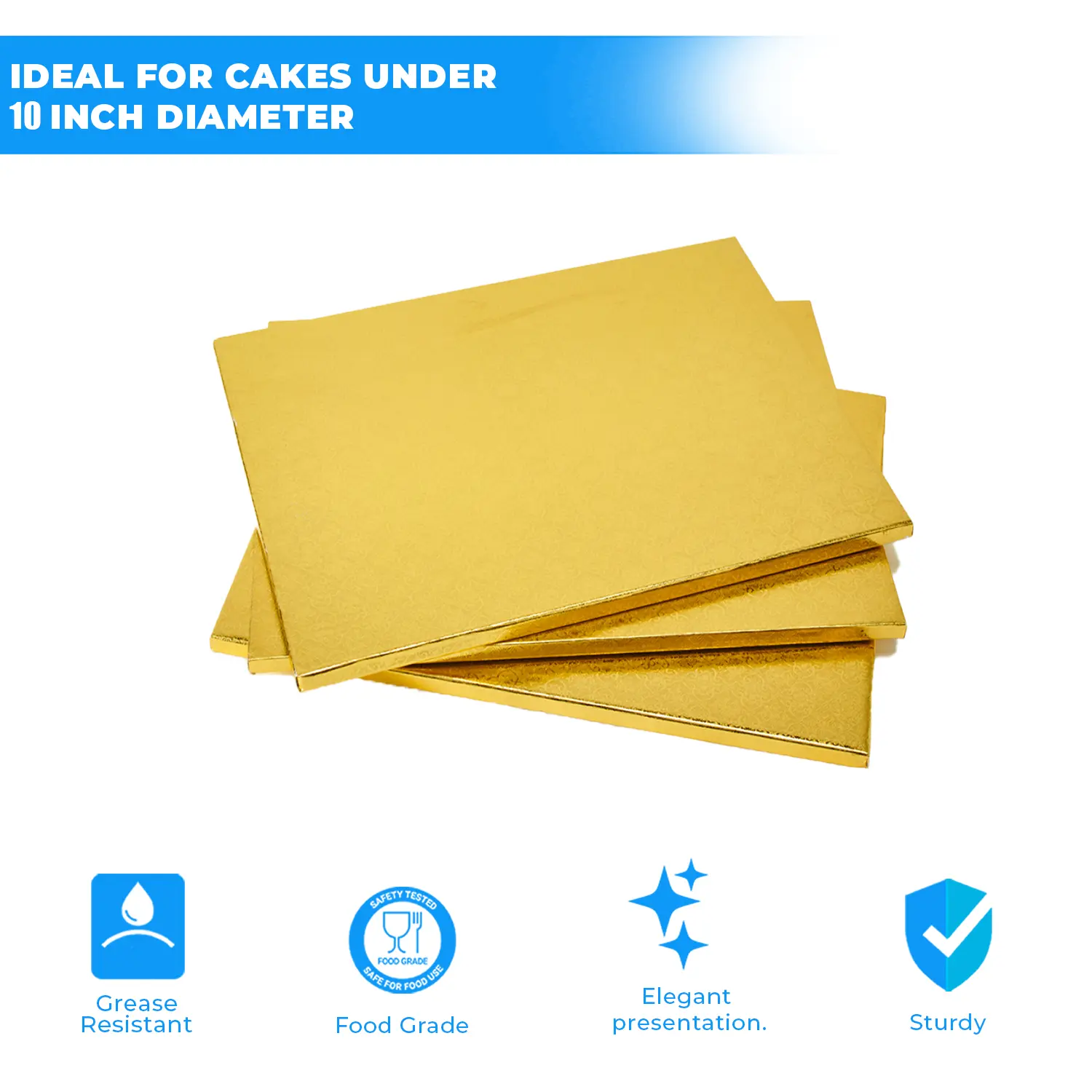 1KG SMOOTH 10 INCH SQUARE GOLD CAKE DRUM, 1 KG SQUARE GOLD CAKE DRUM, 10 INCHES GOLD SQUARE CAKE BOARD, STRONG GOLD SQUARE CAKE BASE, HEAVY DUTY SQUARE GOLD CAKE BOARD, BEST CAKE BOARD FOR WEDDING AND TIERED CAKES.