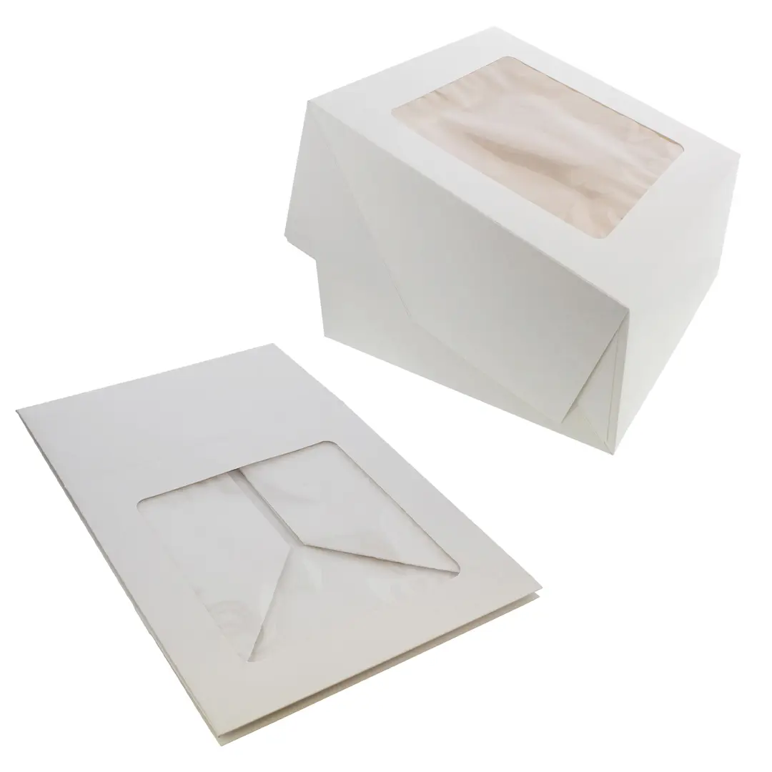 WHITE 1KG SQUARE 10 X 10 X 5 INCHES CAKE BOX WITH WINDOW