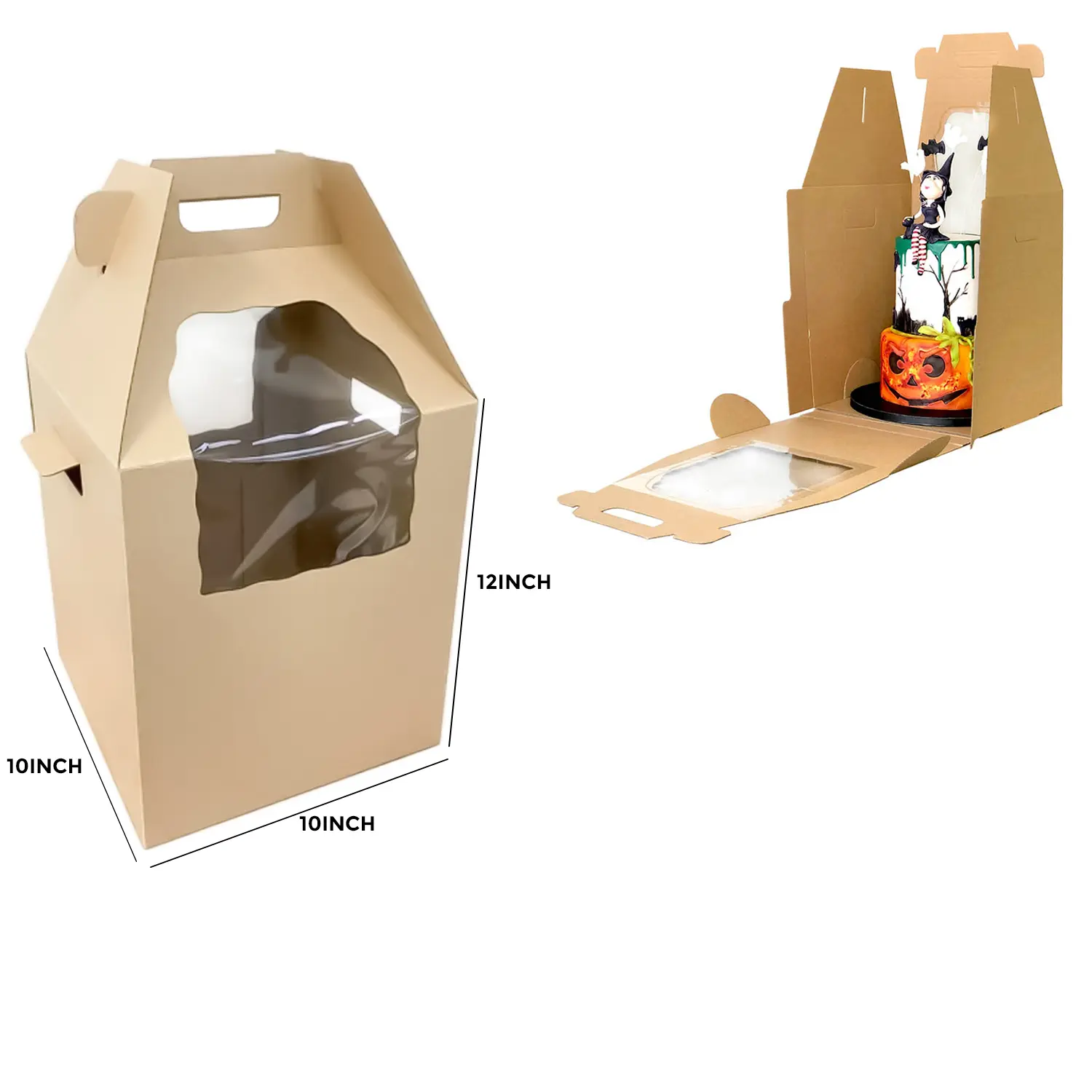 TALL BROWN WINDOW 1 KG 10 x 10 x 12 INCHES CAKE BOX