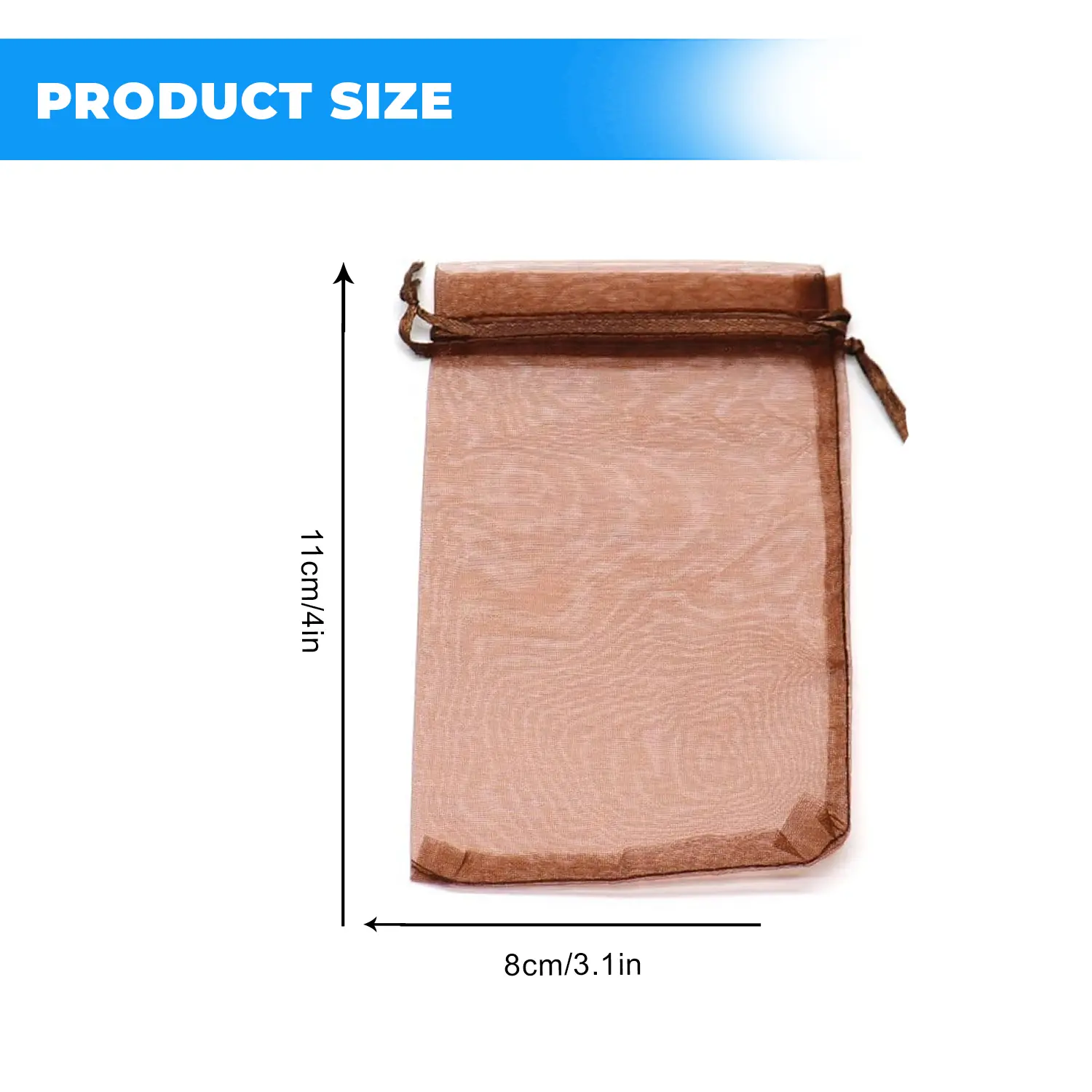 12 X 9 CM ORGANZA BAGS CLOTH BROWN DRAWSTRING FAVOUR POUCHES PRECUT FREE PACK NETS