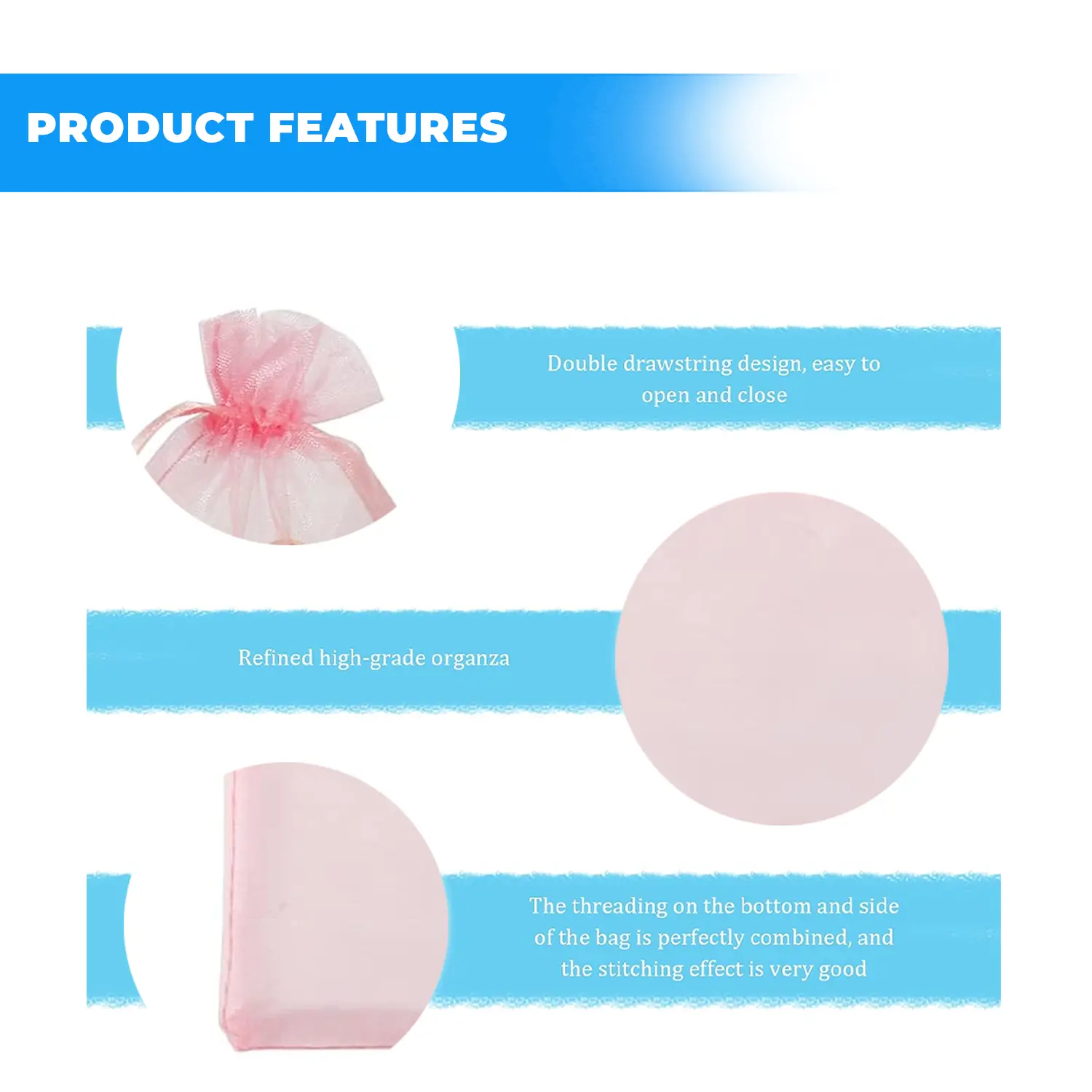 12 X 9 CM ORGANZA BAGS CLOTH CORAL PINK DRAWSTRING FAVOUR POUCHES PRECUT FREE PACK NETS