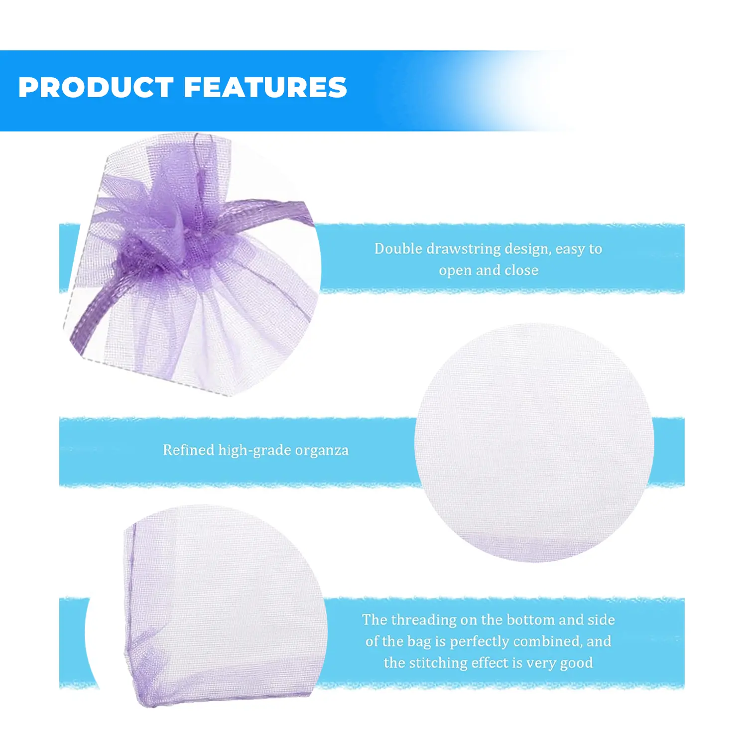 12 X 9 CM ORGANZA BAGS CLOTH LILAC DRAWSTRING FAVOUR POUCH PRECUT FREE PACK NETS