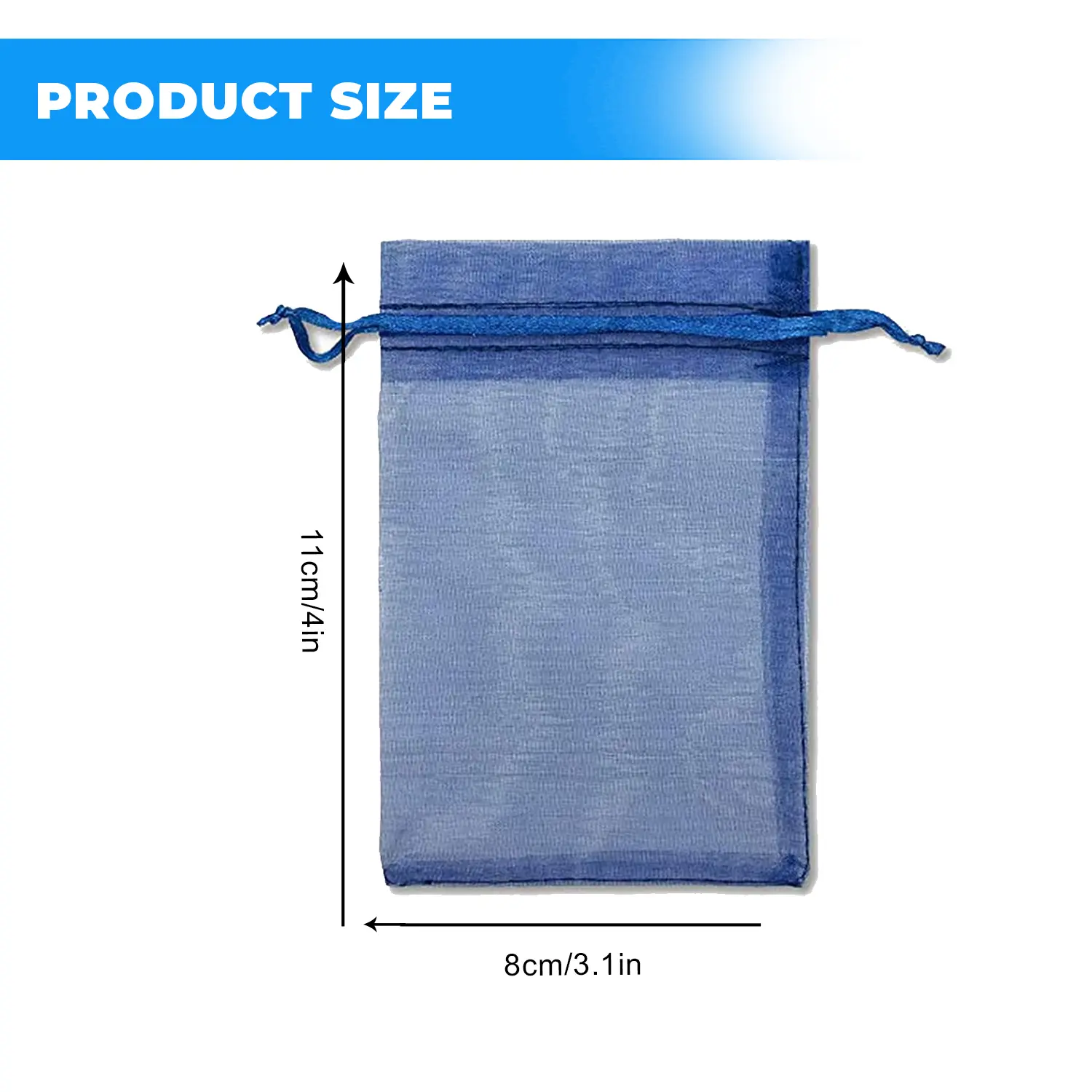 12 X 9 CM ORGANZA BAGS CLOTH NAVY BLUE DRAWSTRING FAVOUR POUCHES PRECUT FREE PACK NETS