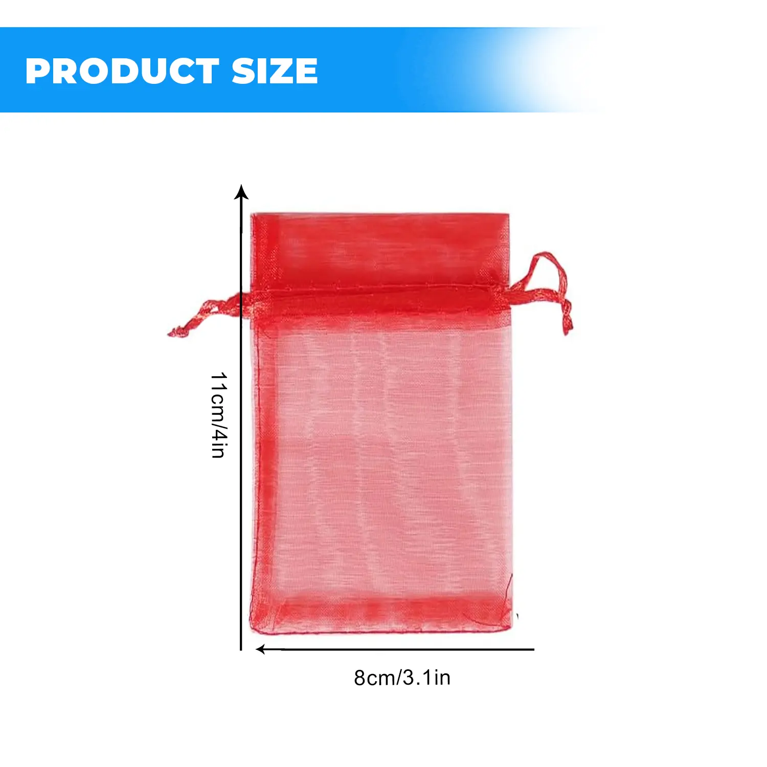 12 X 9 CM ORGANZA BAGS CLOTH RED DRAWSTRING FAVOUR POUCHES PRECUT FREE PACK NETS