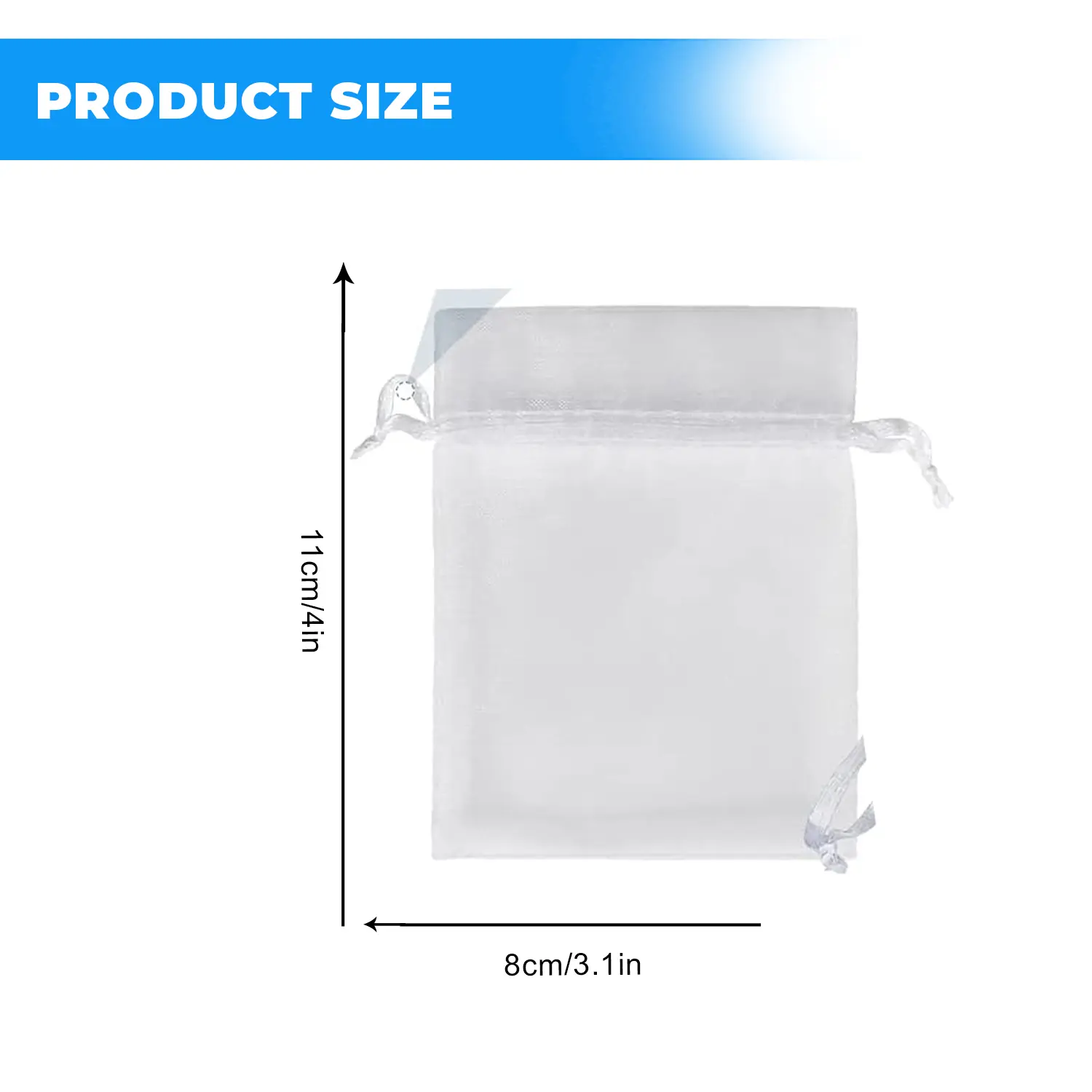 12 X 9 CM ORGANZA BAGS CLOTH WHITE DRAWING FAVOUR POUCHES PRECUT FREE PACK NETS