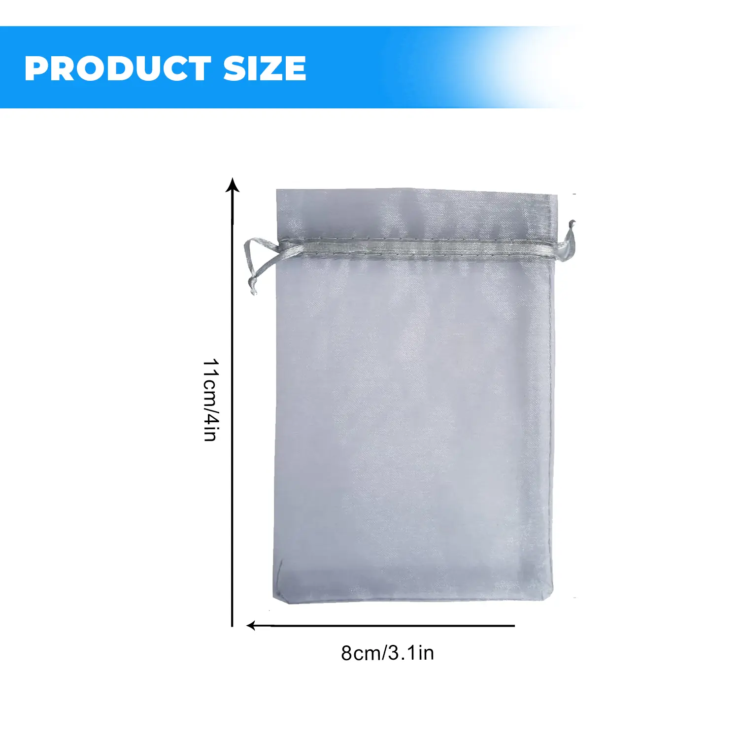 12 X 9 CM ORGANZA BAGS CLOTH GREY DRAWSTRING FAVOUR POUCHES PRECUT FREE PACK NETS