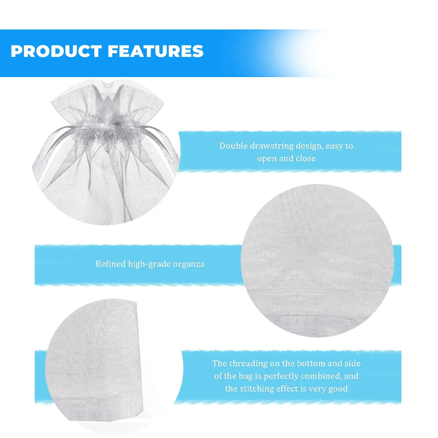 12 X 9 CM ORGANZA BAGS CLOTH GREY DRAWSTRING FAVOUR POUCHES PRECUT FREE PACK NETS