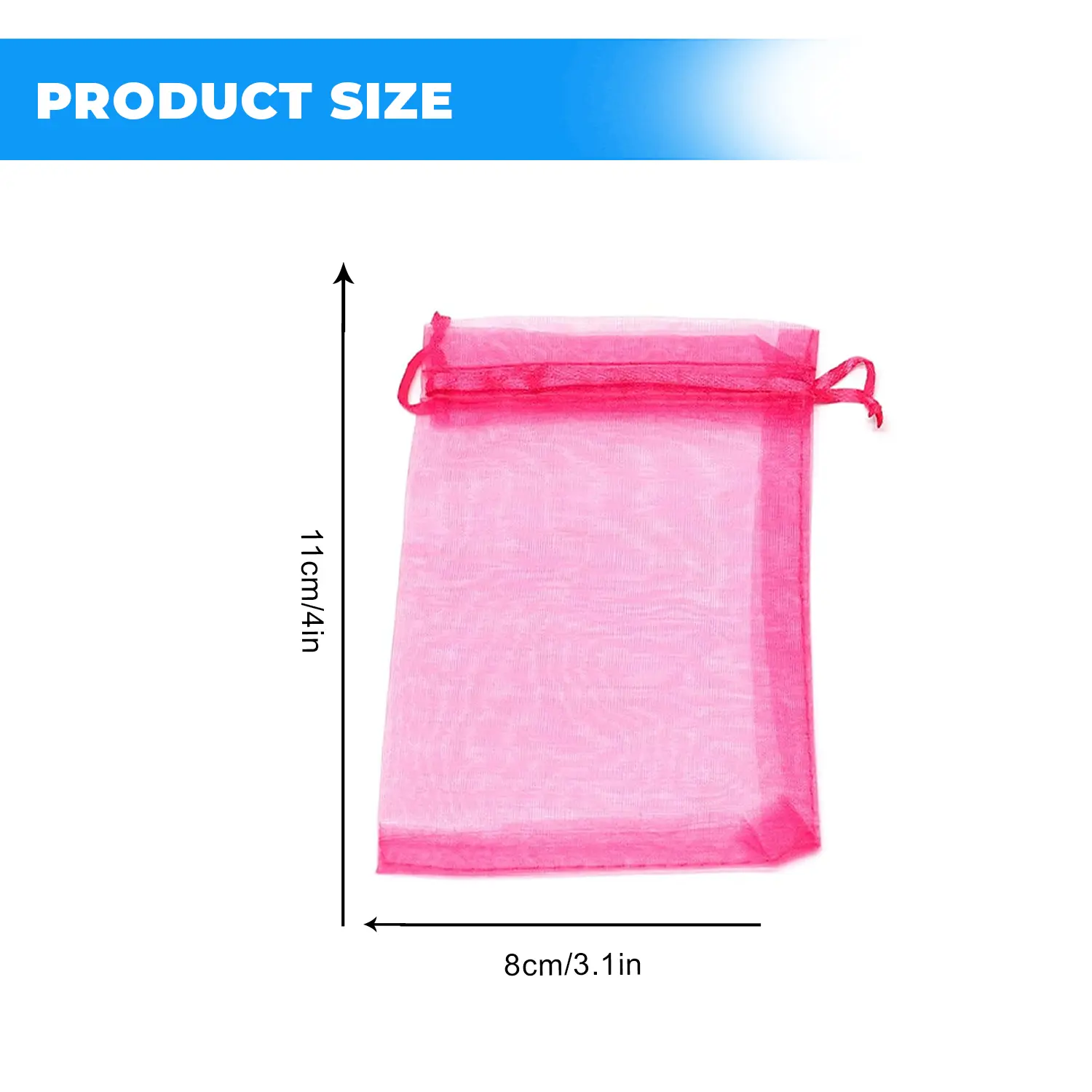 12 X 9 CM ORGANZA BAGS CLOTH HOT PINK DRAWSTRING FAVOUR POUCHES PRECUT FREE PACK NETS