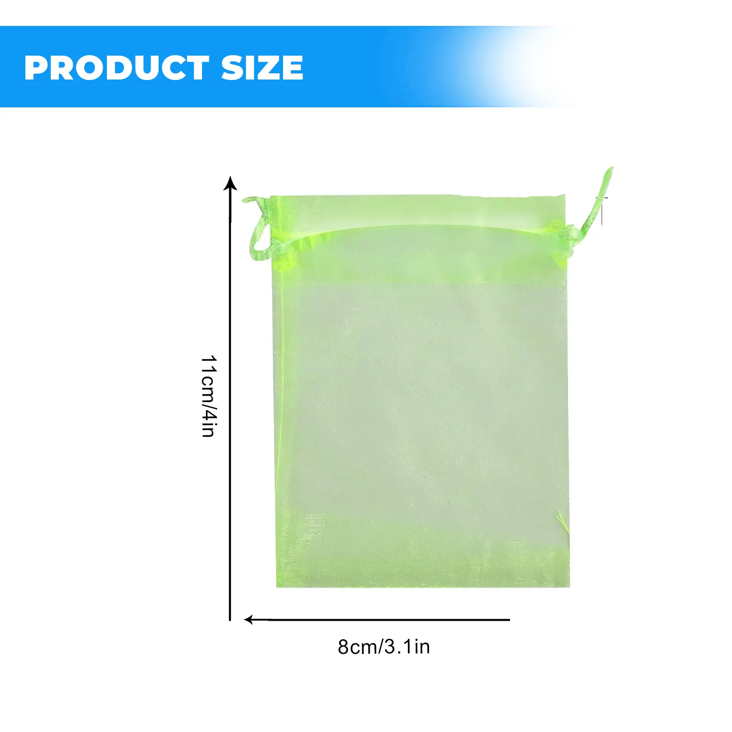12 X 9 CM ORGANZA BAGS CLOTH LIME GREEN DRAWSTRING FAVOUR POUCHES PRECUT FREE PACK NETS