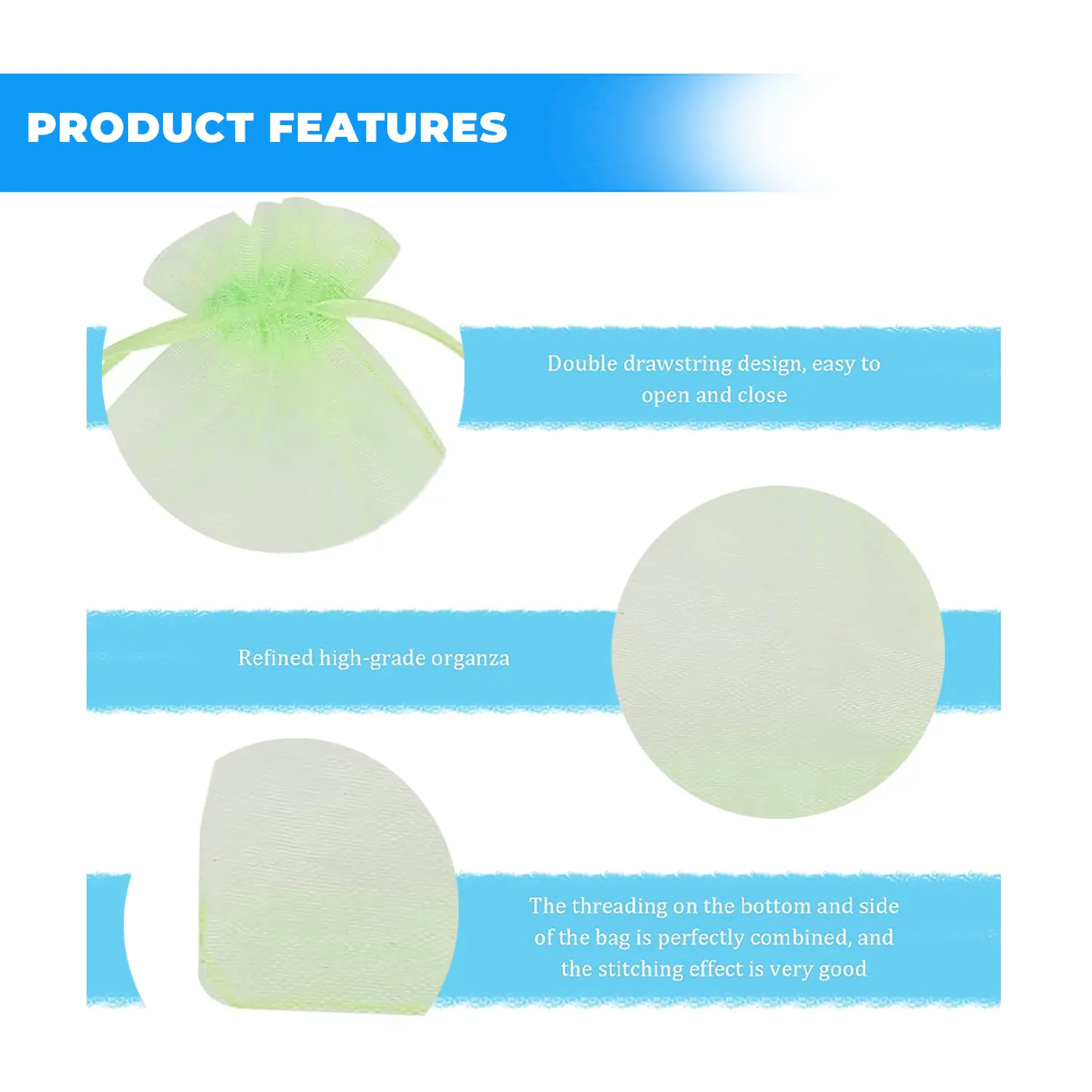 12 X 9 CM ORGANZA BAGS CLOTH LIME GREEN DRAWSTRING FAVOUR POUCHES PRECUT FREE PACK NETS