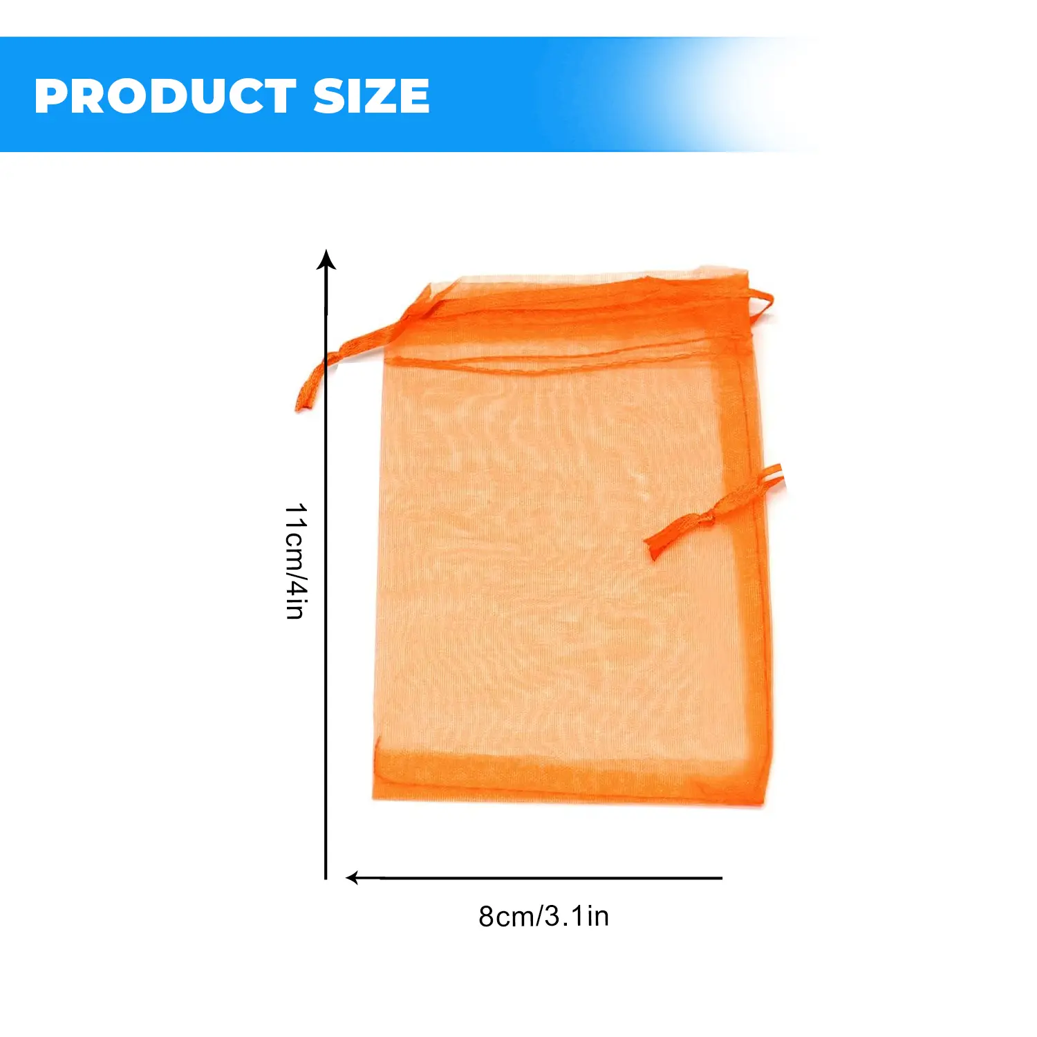 12 X 9 CM ORGANZA BAGS CLOTH ORANGE DRAWSTRING FAVOUR POUCHES PRECUT FREE PACK NETS