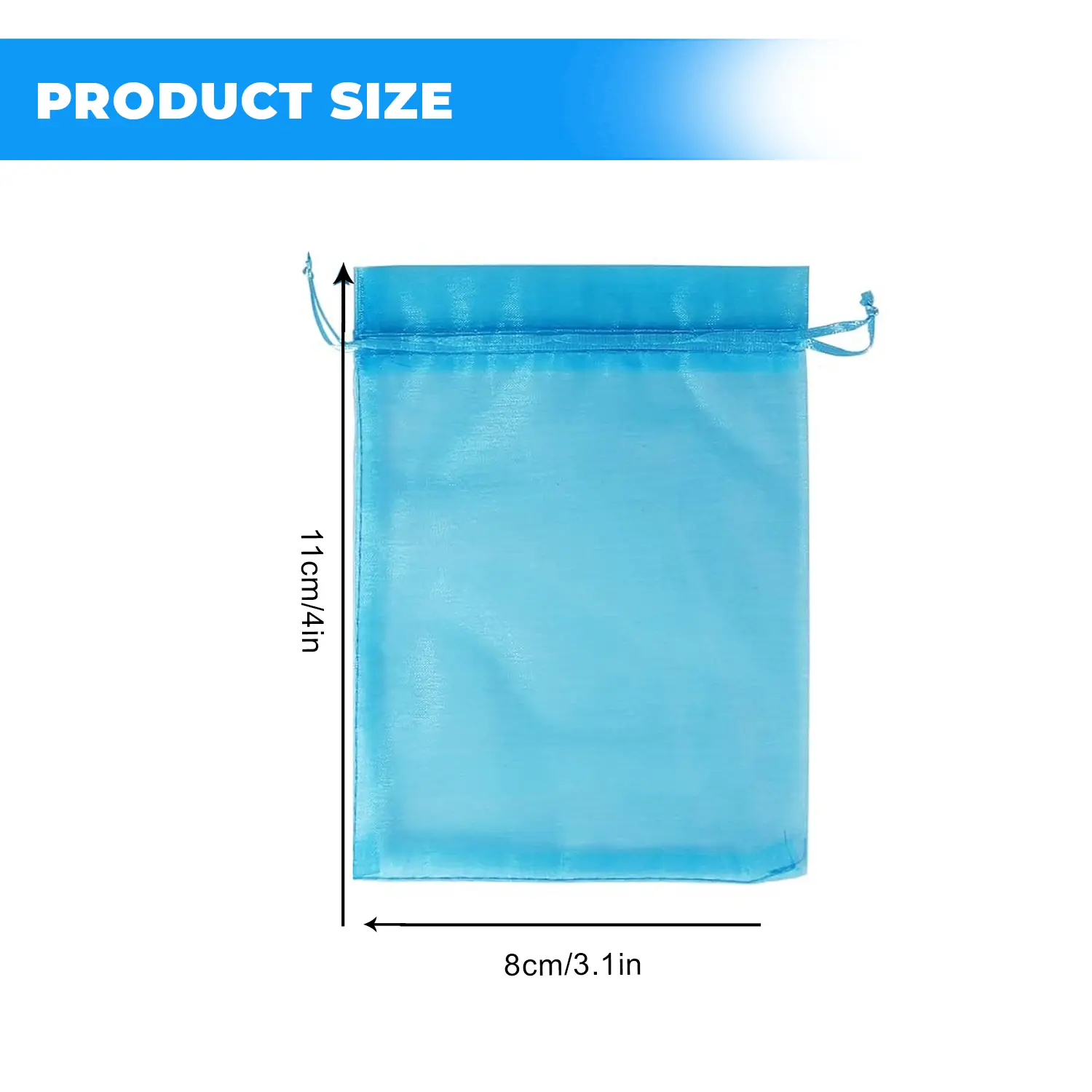 12 X 9 CM ORGANZA BAGS CLOTH TURQUOISE DRAWING FAVOUR POUCHES PRECUT FREE PACK NETS