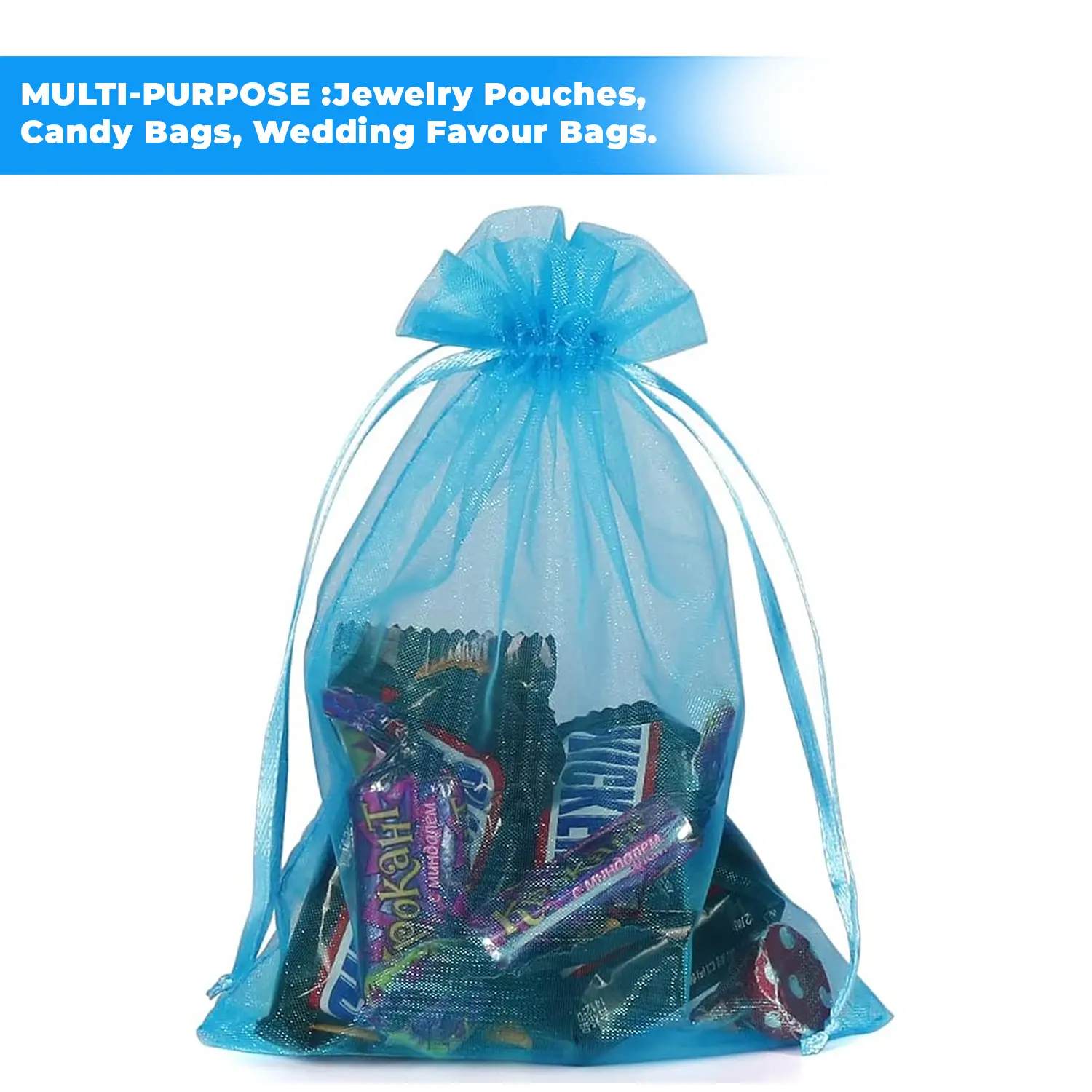 12 X 9 CM ORGANZA BAGS CLOTH TURQUOISE DRAWING FAVOUR POUCHES PRECUT FREE PACK NETS