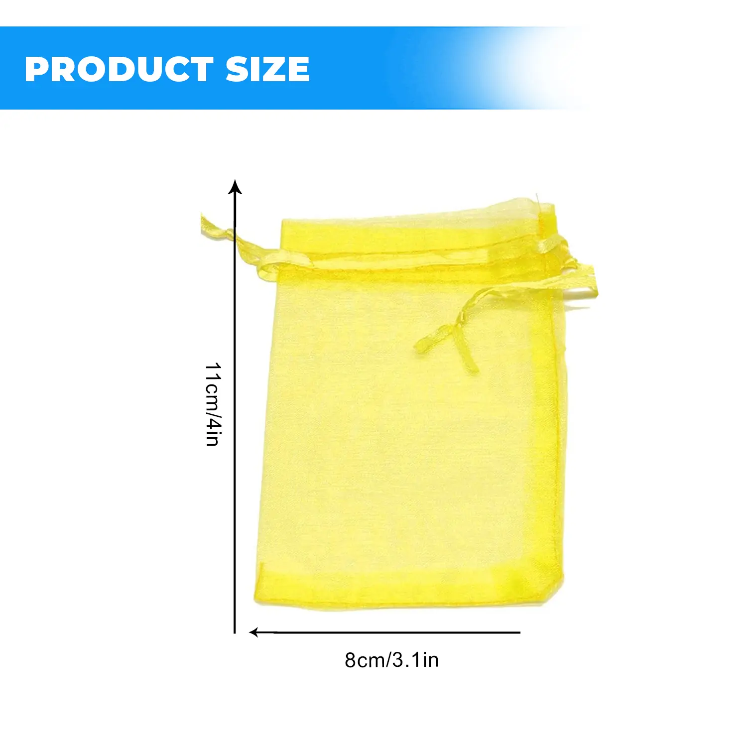 12 X 9 CM ORGANZA BAGS CLOTH YELLOW DRAWINGSTRING FAVOUR POUCH PRECUT FREE PACK NETS