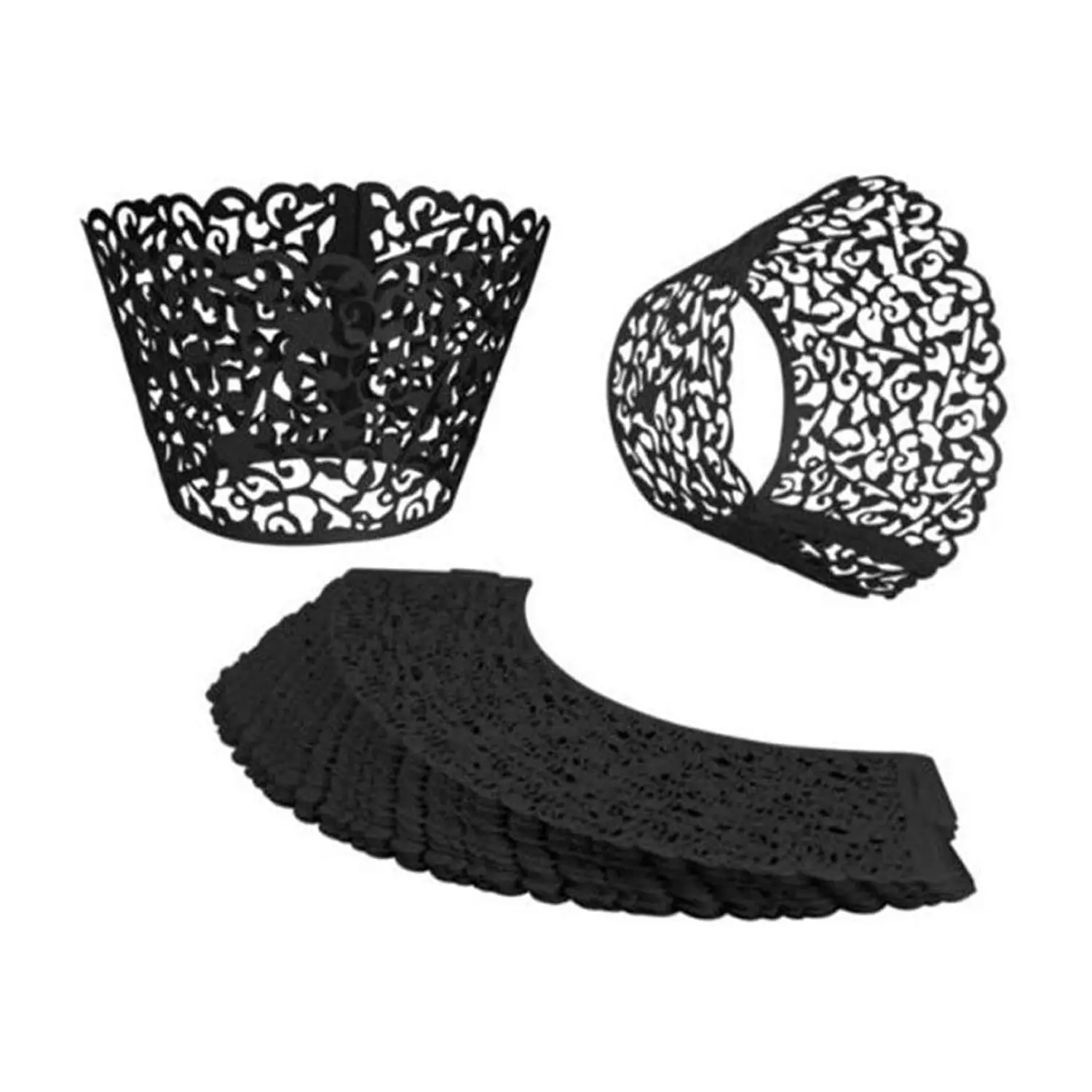 12PC BLACK CUPCAKE LACES QUEEN CAKE CASES CUPCAKE LINER CUPCAKE CUPS CUPCAKE PAPERS BAKING CUPS CUPCAKE WRAPPERS
