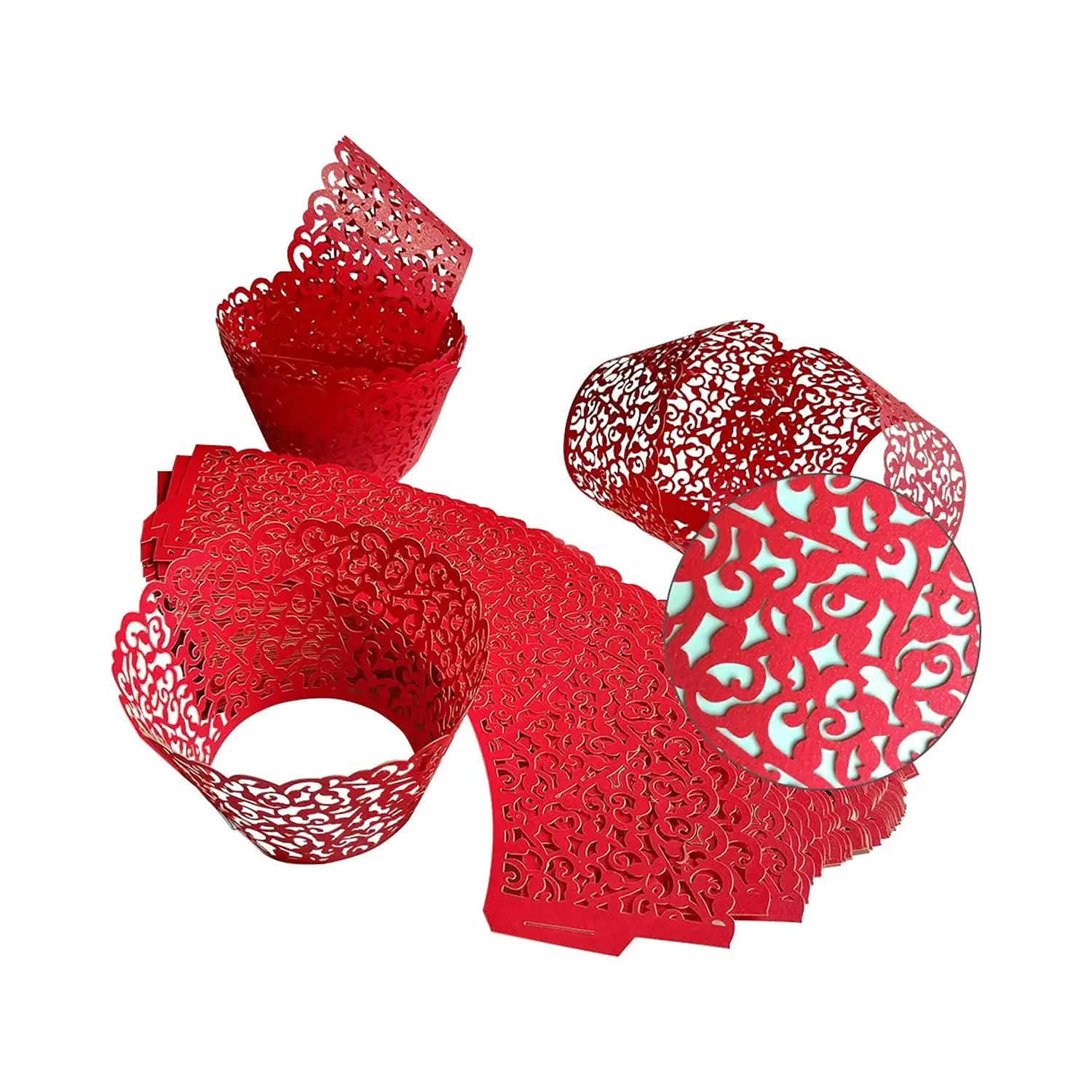 12PC RED CUPCAKE LACES QUEEN CAKE CASES CUPCAKE LINERS CUPCAKE CUPS CUPCAKE PAPERS BAKING CUPS CUPCAKE WRAPPERS