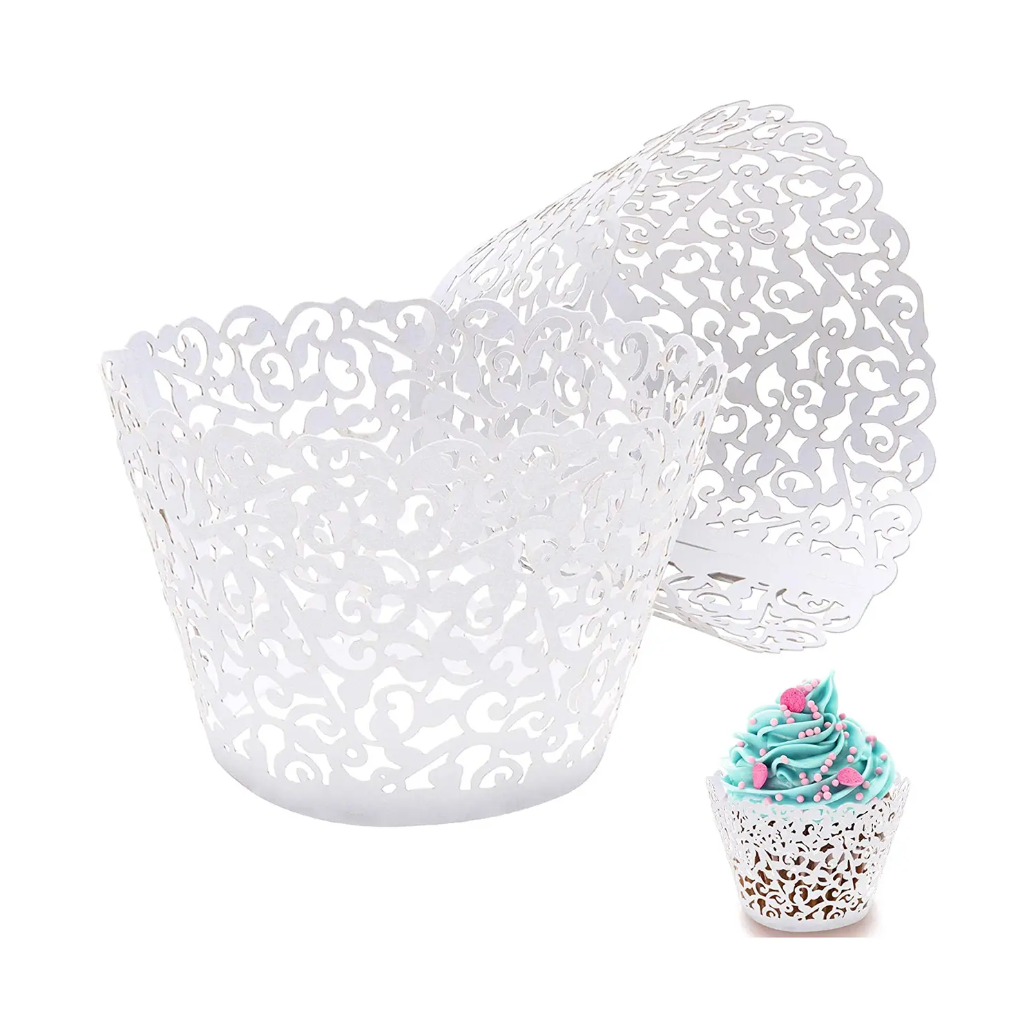12PC WHITE CUPCAKE LACES QUEEN CAKE CASES CUPCAKE CUPS CUPCAKE LINERS CUPCAKE PAPERS BAKING CUPS CUPCAKE WRAPPERS