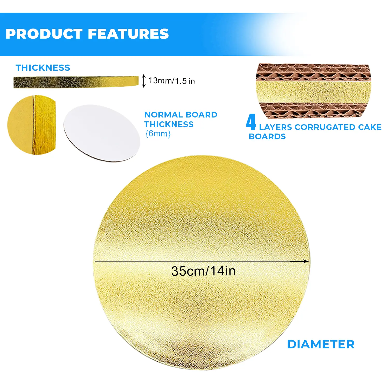 3KG 14 INCH ROUND GOLD CAKE DRUM, 3 KG ROUND GOLD CAKE DRUM, STRONG GOLD ROUND CAKE BASE, HEAVY DUTY ROUND GOLD CAKE BOARD, STRONGEST CAKE BOARDS FOR WEDDING AND TIERED CAKES, MUST HAVE CAKE BOARDS FOR WEDDING CAKES.