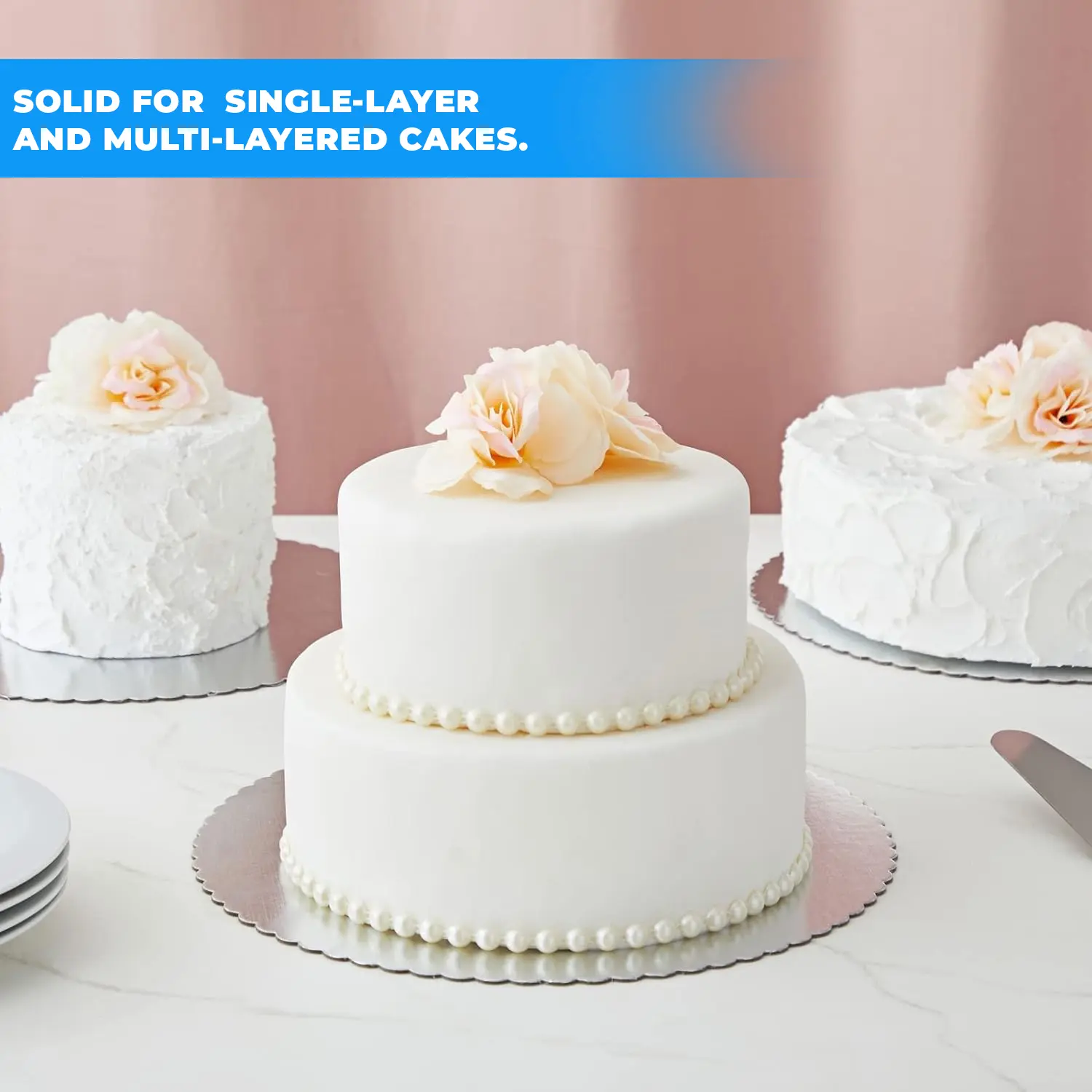 3KG 14 INCH ROUND SCALLOPED SILVER CAKE BOARD, STYLISH CAKE BOARD KENYA, DECORATIVE SILVER CAKE BASE, STRONG GREASEPROOF CAKE BOARD, REUSABLE SILVER CAKE BOARD, LUXURY SILVER CAKE BOARD FOR WEDDINGS AND PARTIES, ELEGANT ROUND SILVER CAKE BOARD