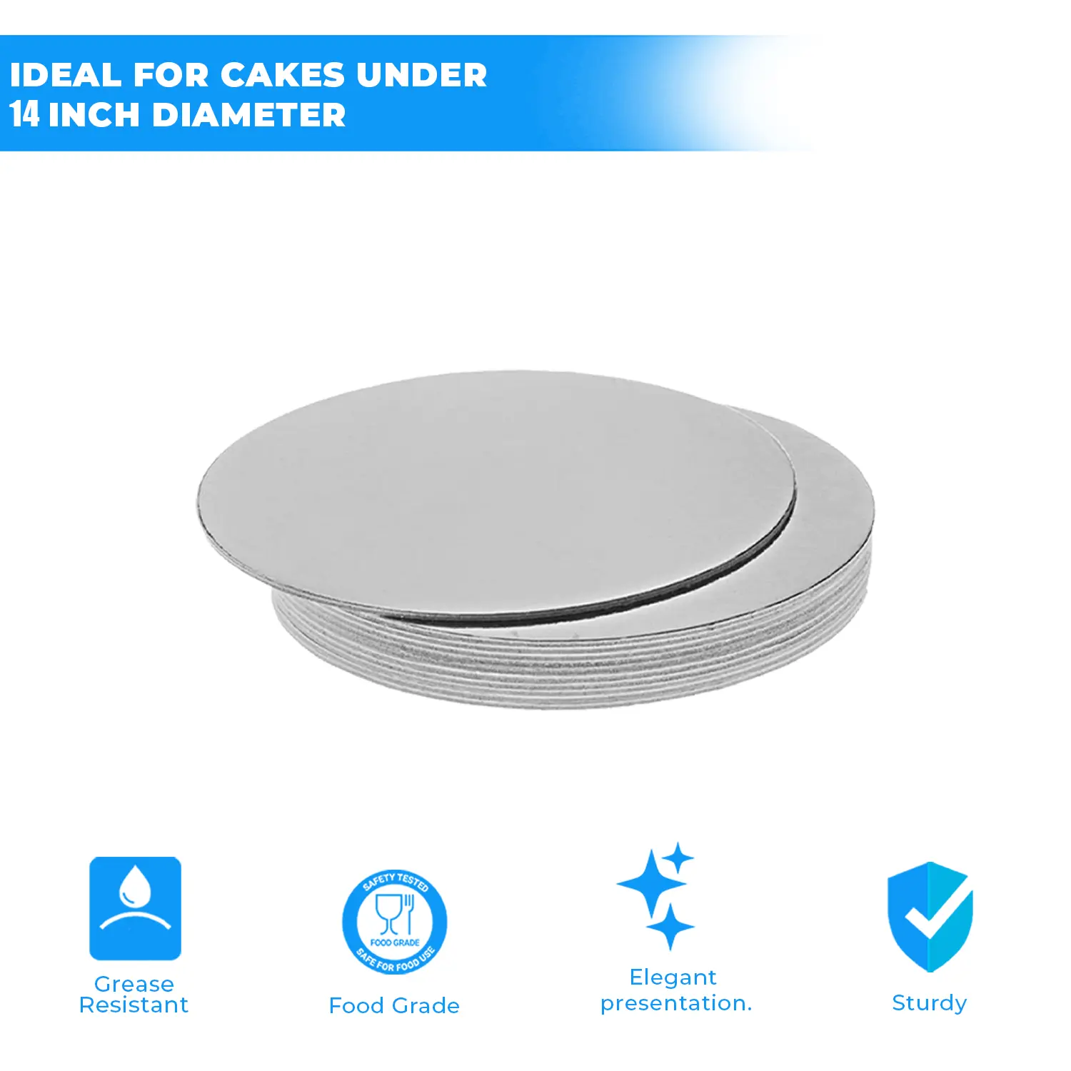 14'' ROUND SMOOTH SILVER CAKE BOARD