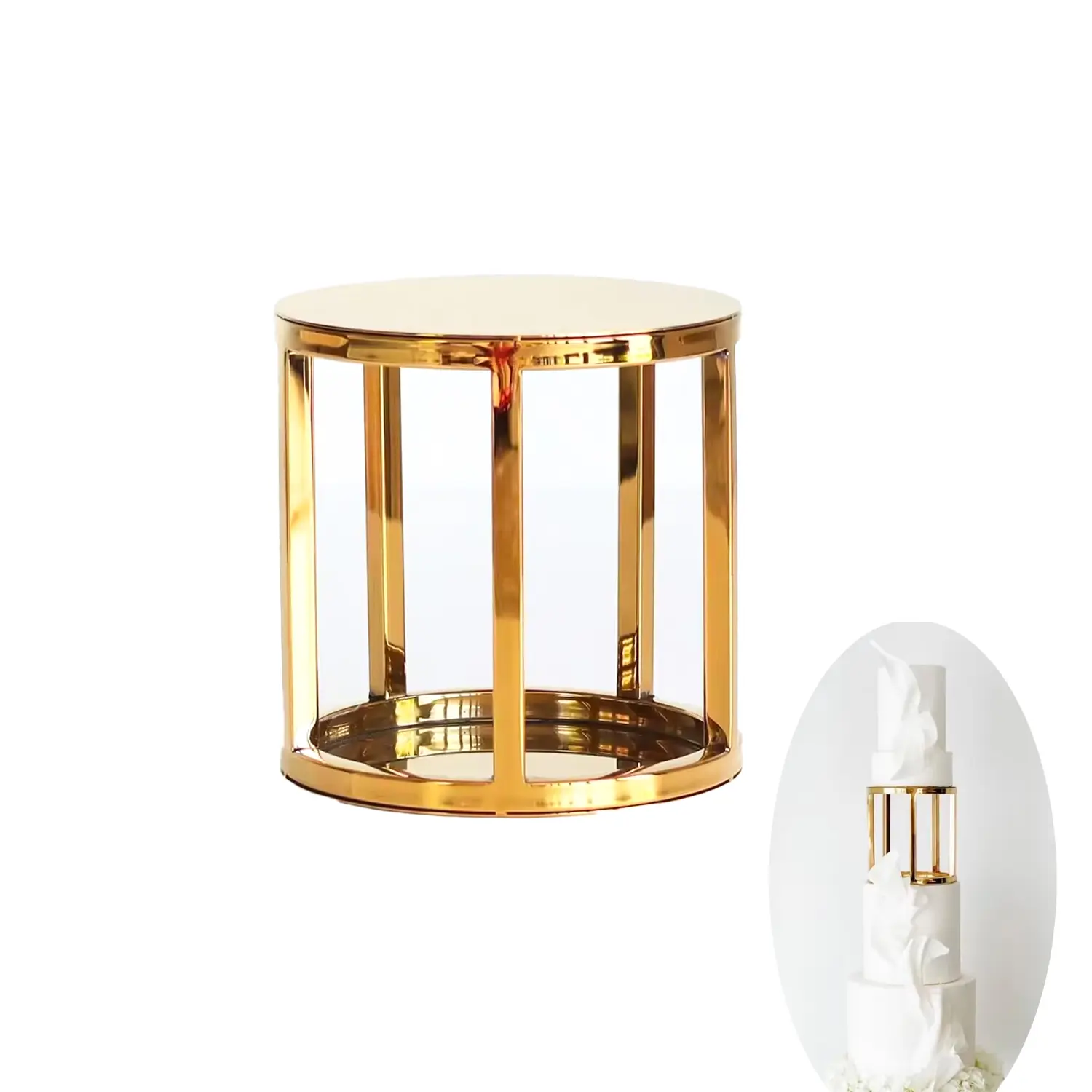 15CM x 15CM GOLD ROUND TIER SEPARATOR