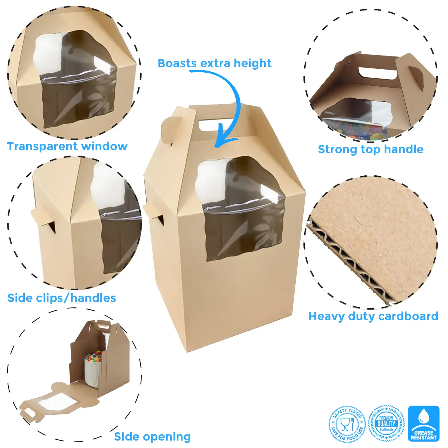 Tall Brown window 4kg 16 x 16 x 18 Inches Cake Box