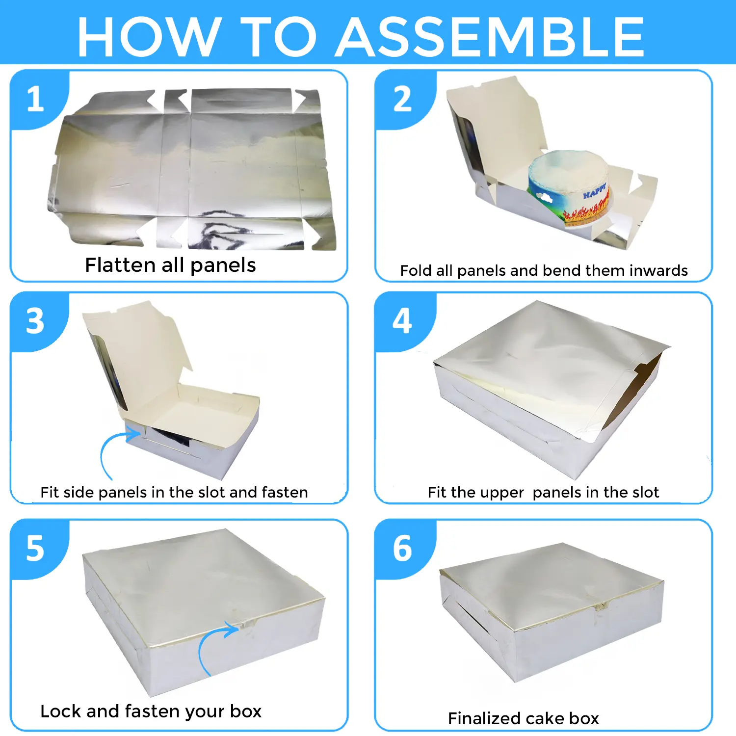 SQUARE SILVER 5KG 18 X 18 X 5 INCHES CAKE BOX