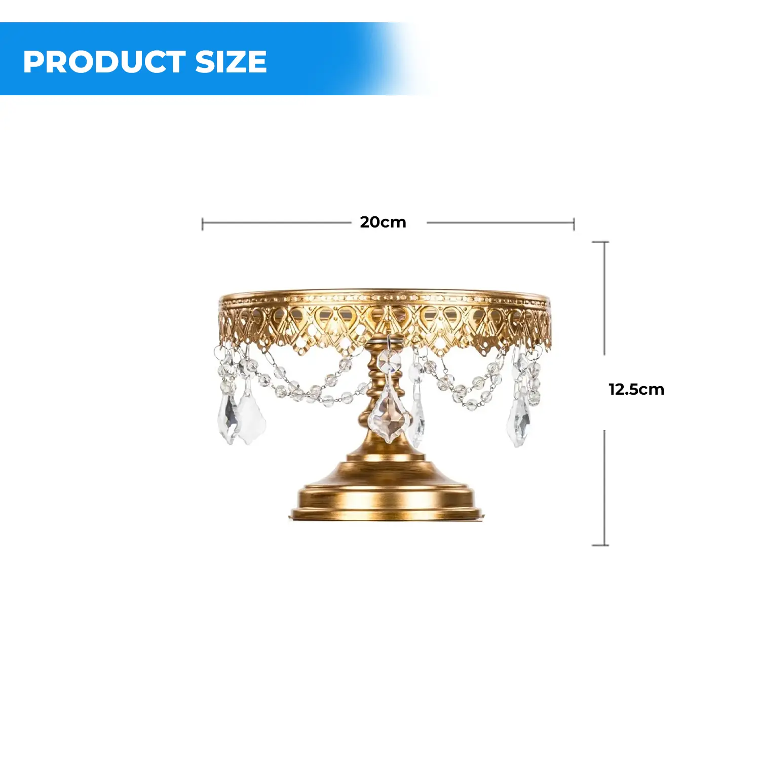 1PC GOLD CLEAR GLASS TOP CAKE STAND DIAMETER 20CM