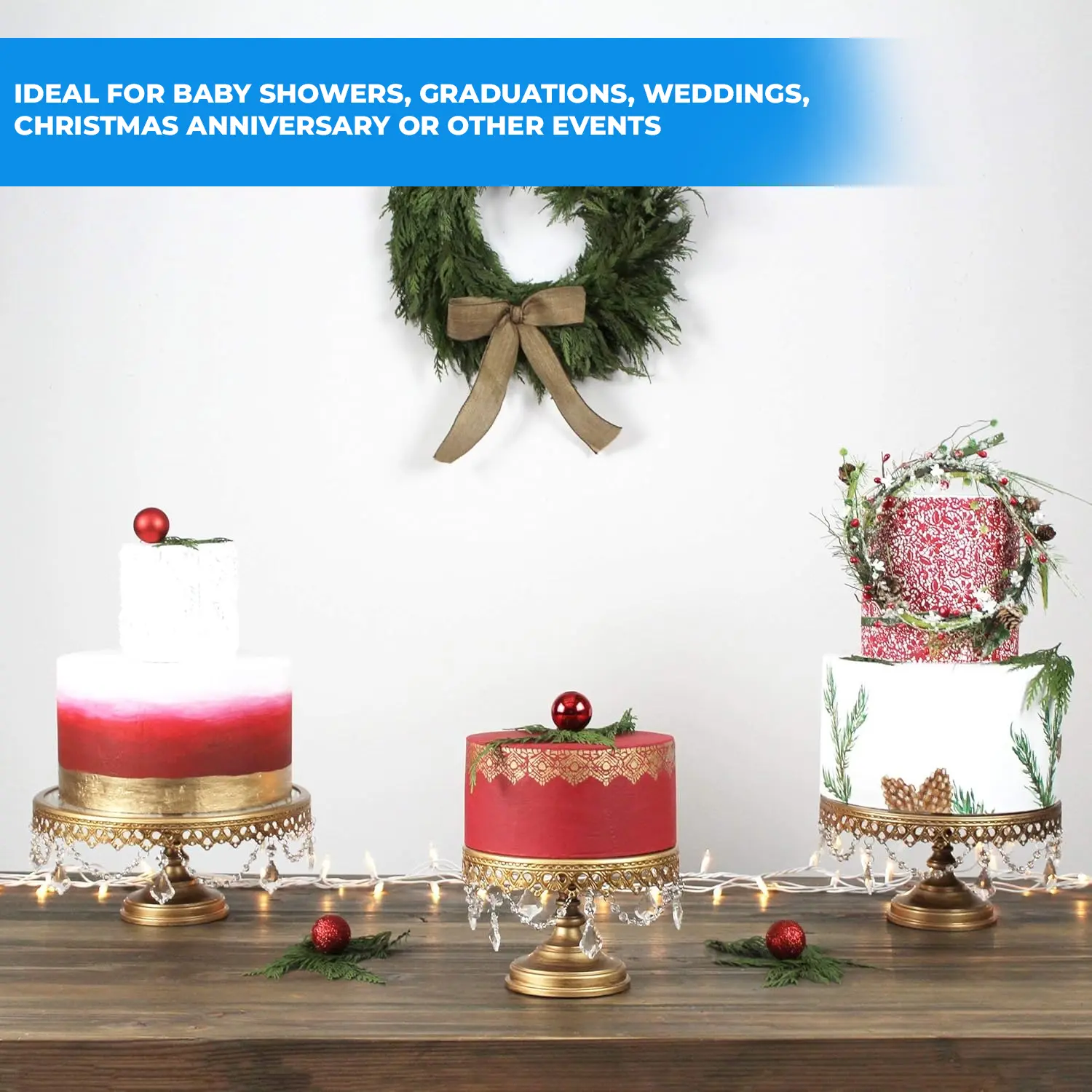 1PC GOLD CLEAR GLASS TOP CAKE STAND DIAMETER 20CM