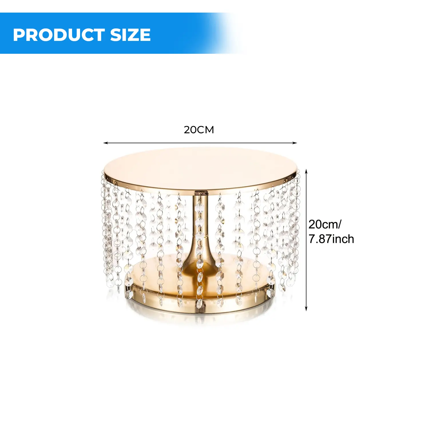 20CM GOLD CRYSTAL CHANDELIER CAKE STAND