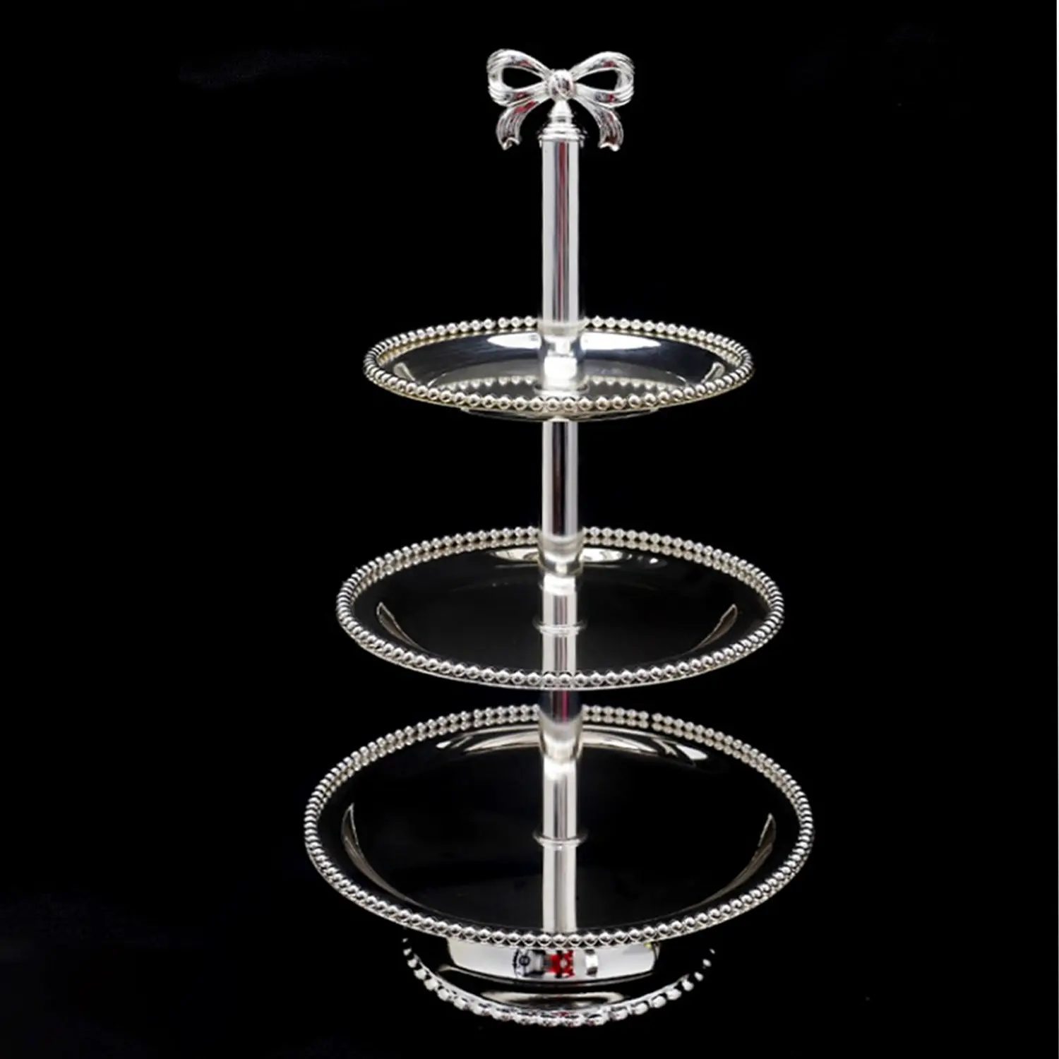 3 TIER SILVER ROUND DESSERT STAND