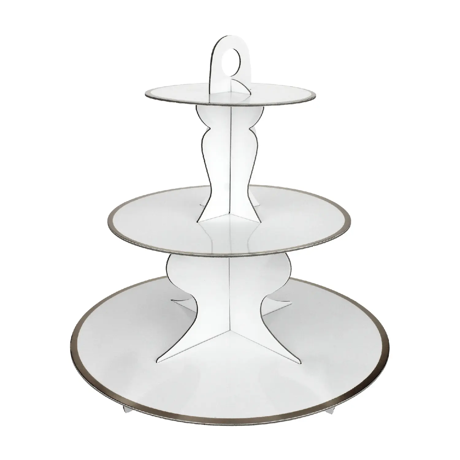 3 SILVER STRIPE TIER CUPCAKE STAND