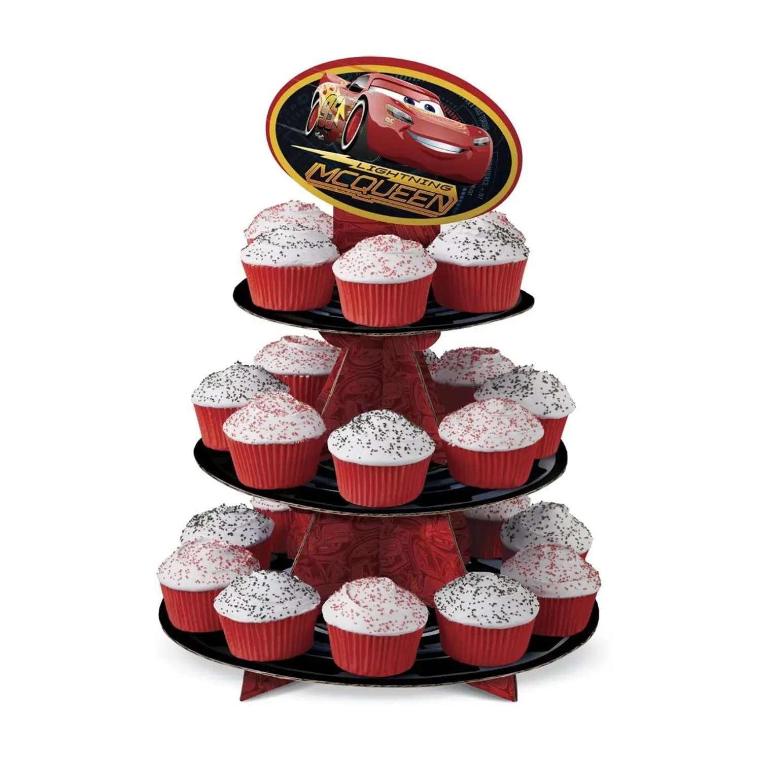 3 TIER MCQUEEN CUP CAKE STANDS CARTOON THEMED