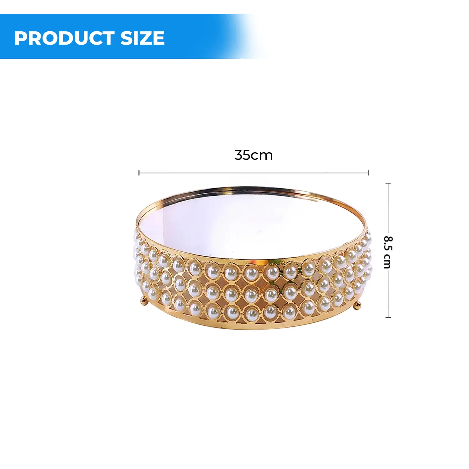 35CM GOLD ROUND PEARLS CAKE STAND