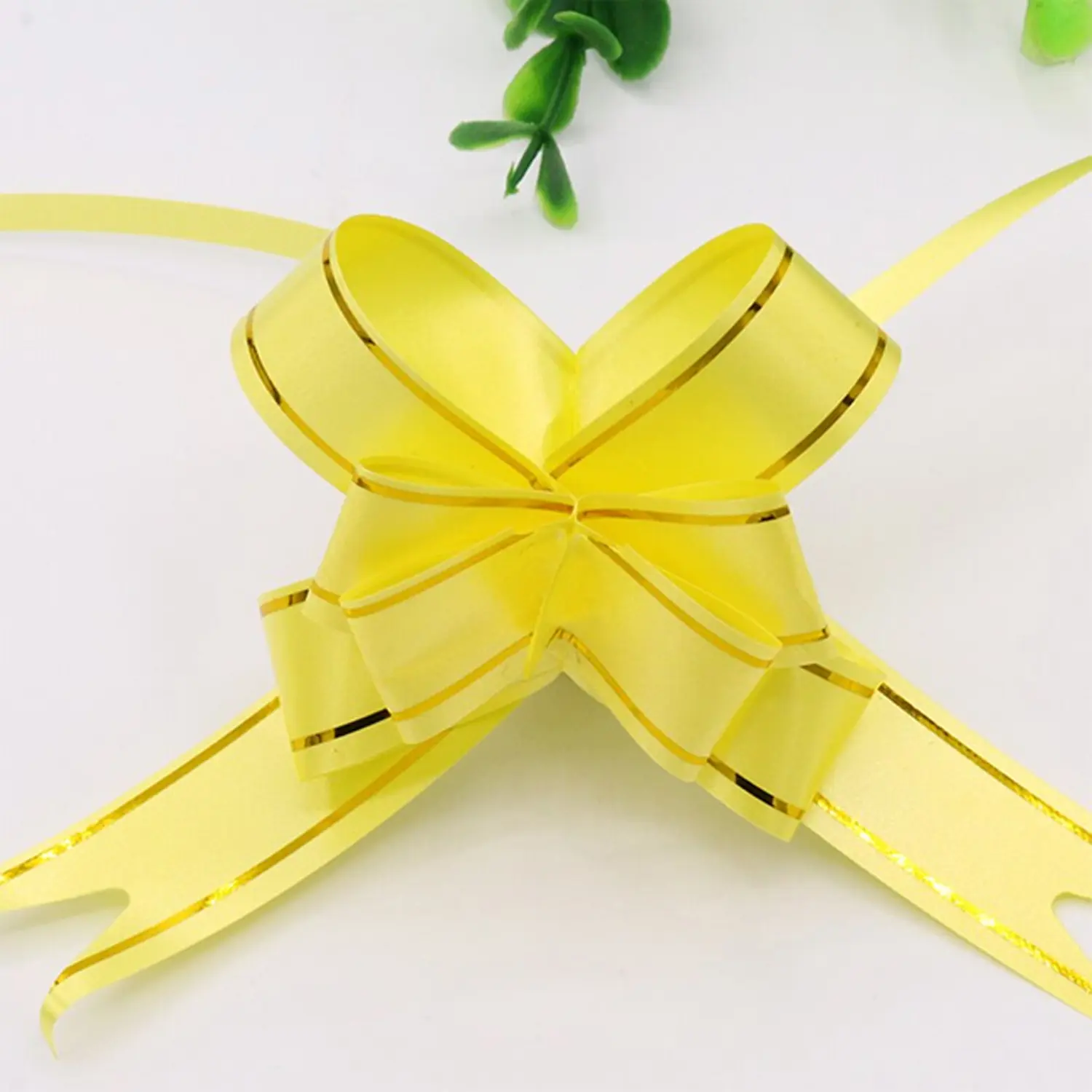 35CM PULL FLOWER RIBBON YELLOW