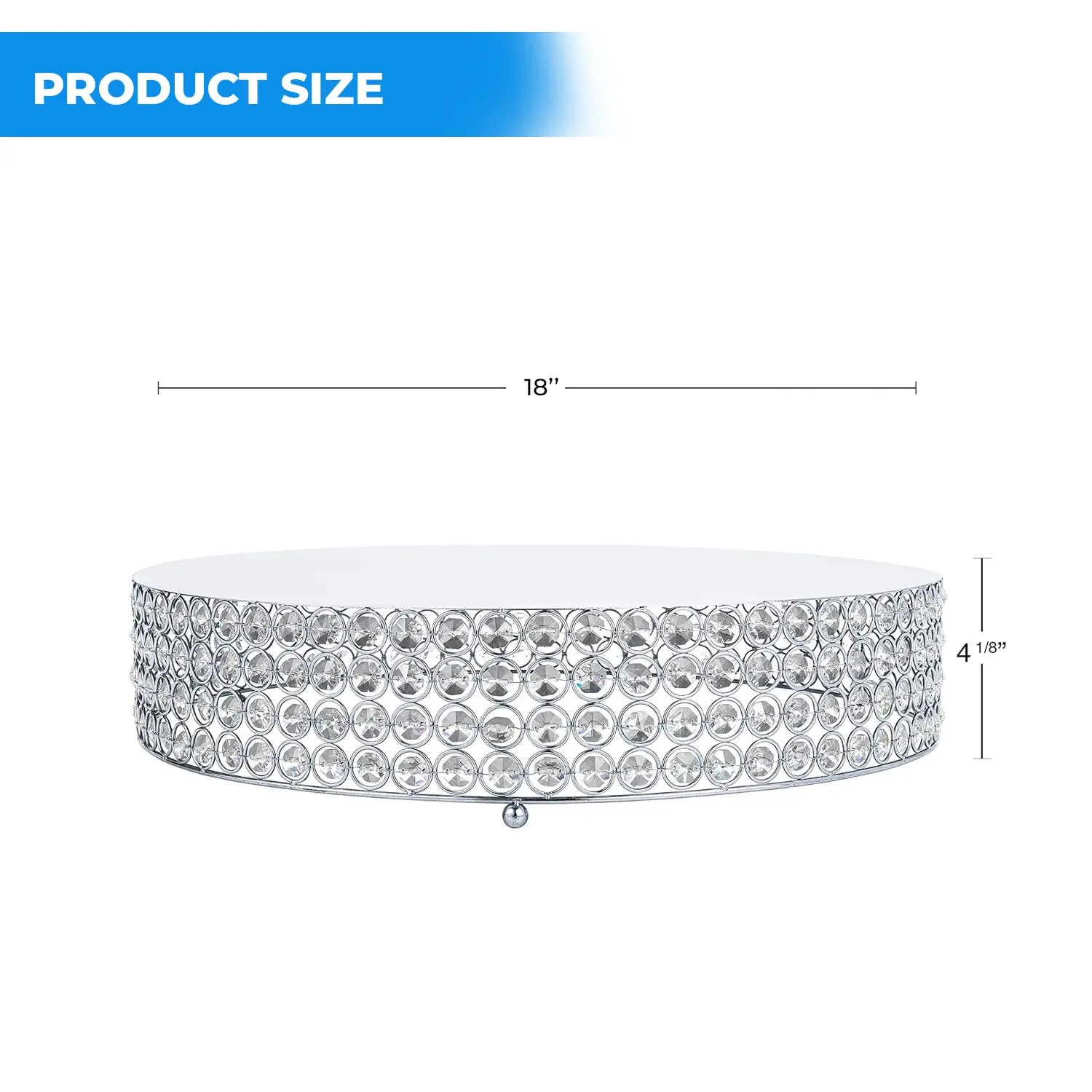 45CM SILVER 4 LINKS MIRROR CRYSTAL CAKE STAND