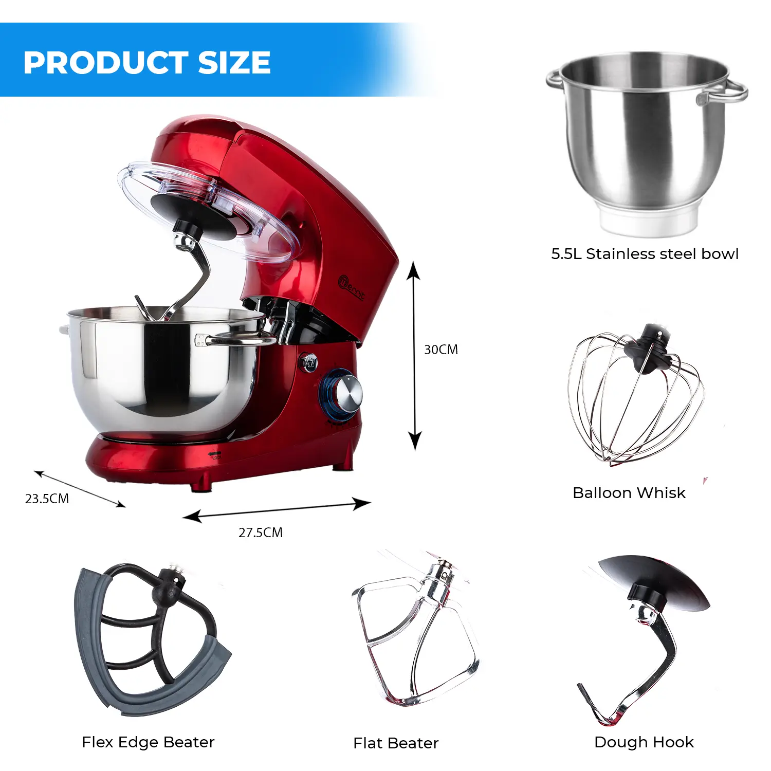 RED MERRIT 5.5L KITCHEN CAKE STAND MIXER