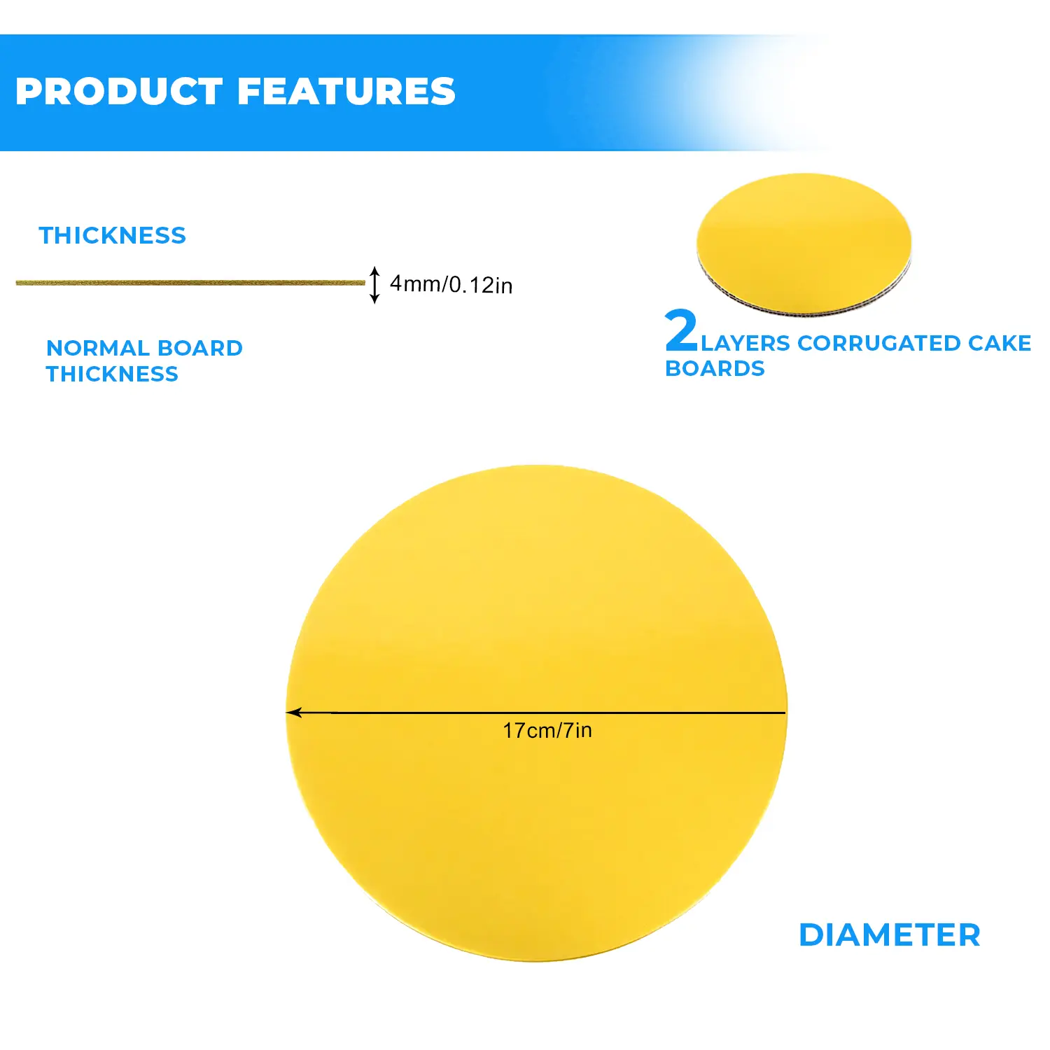 7'' ROUND SMOOTH GOLD CAKE BOARD